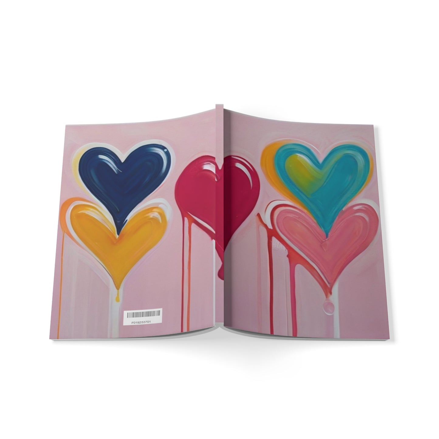 Dripping Multicoloured Love Hearts - Softcover Notebook, A5