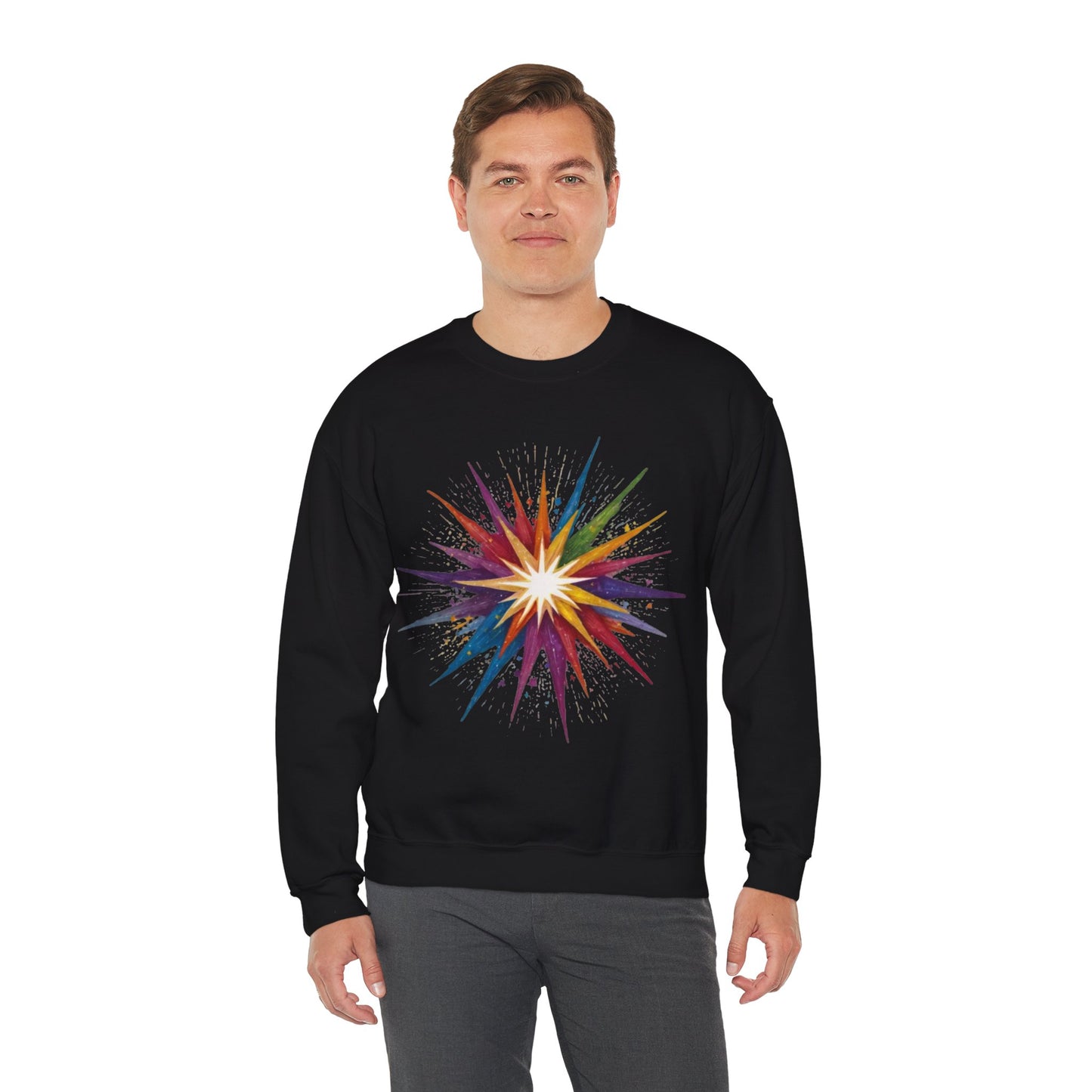 Colourful Exploding Star - Unisex Crewneck Sweatshirt