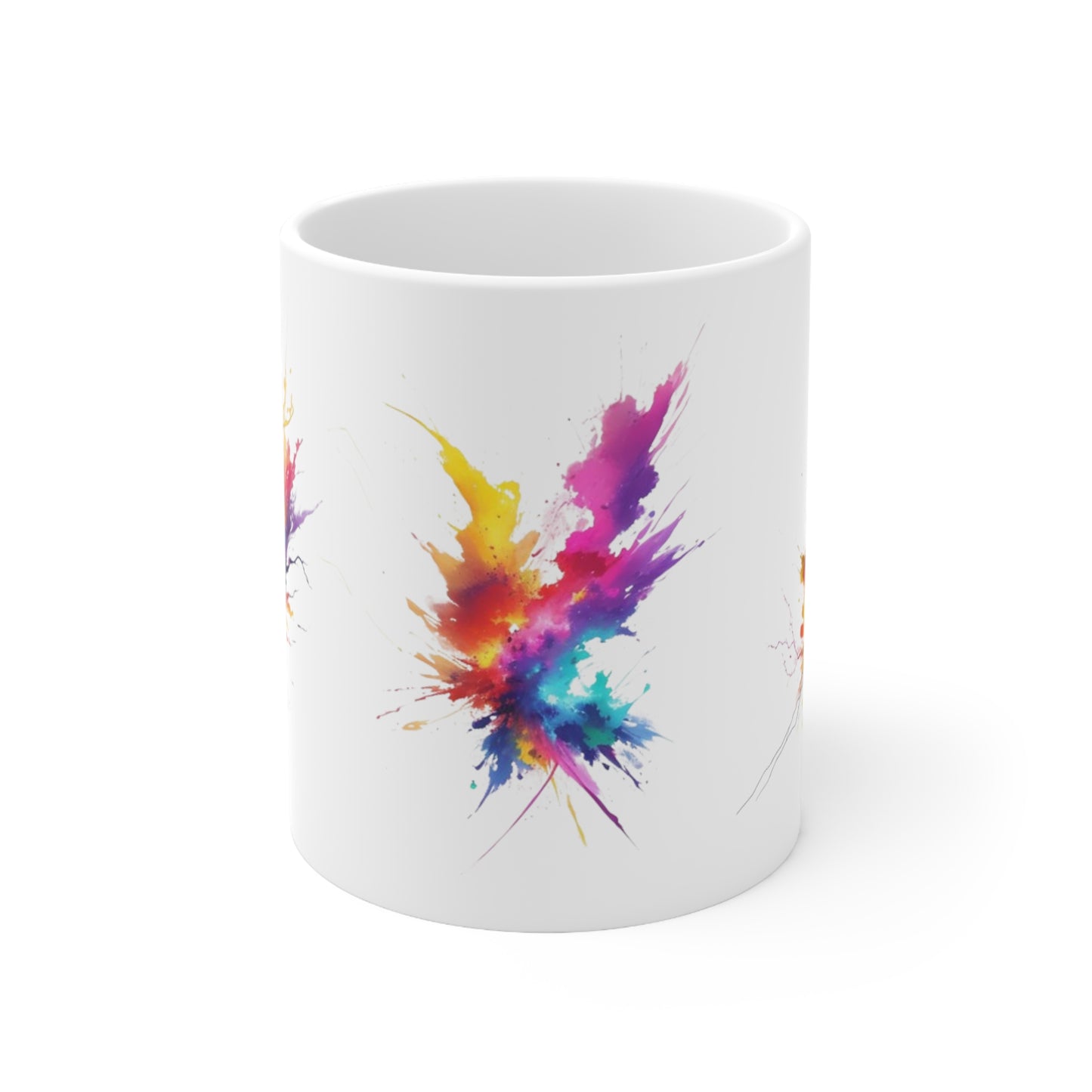 Colourful Lightning Bolt Messy Art Mug - Ceramic Coffee Mug 11oz