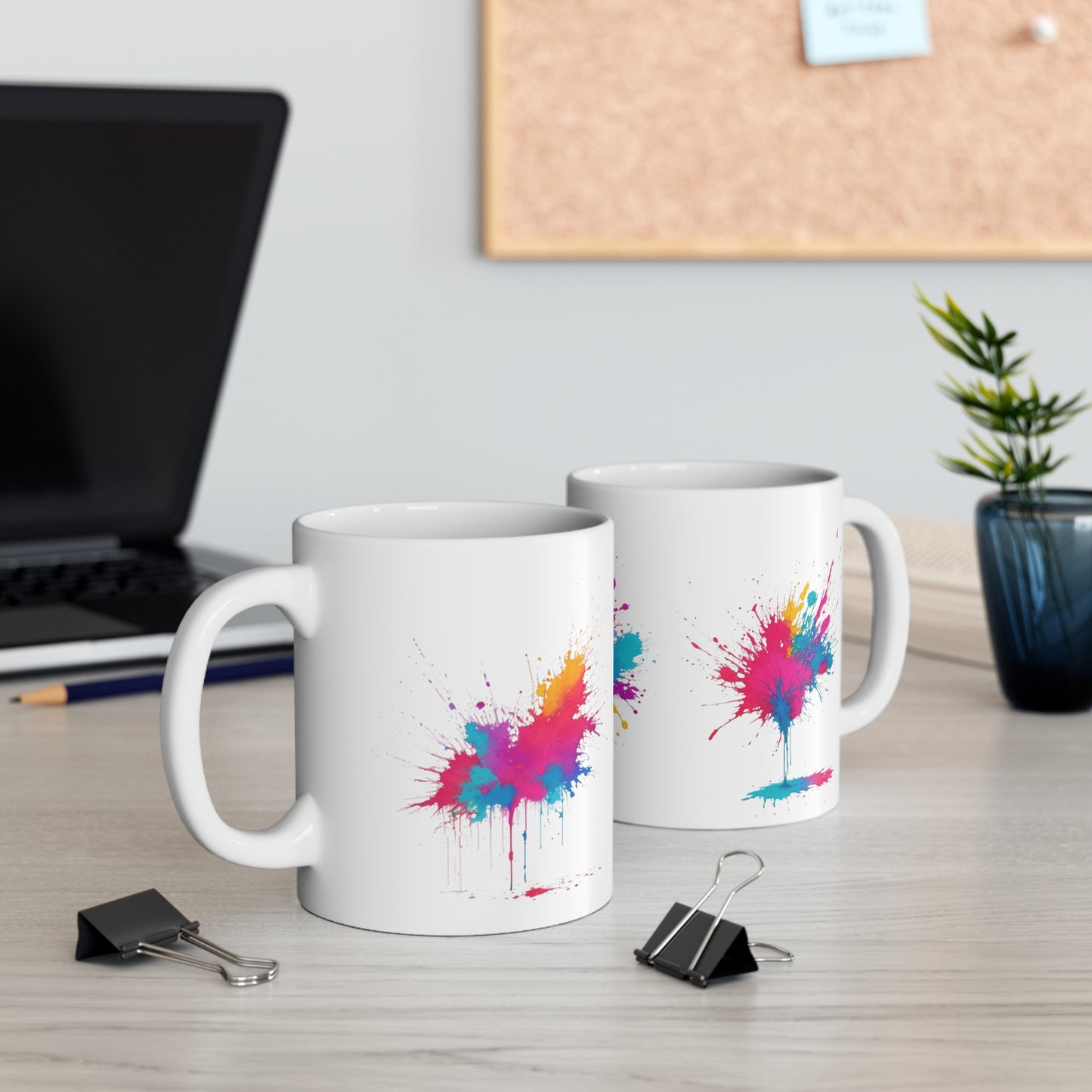 Colourful Messy Splatter Paint Art Mug - Ceramic Coffee Mug 11oz