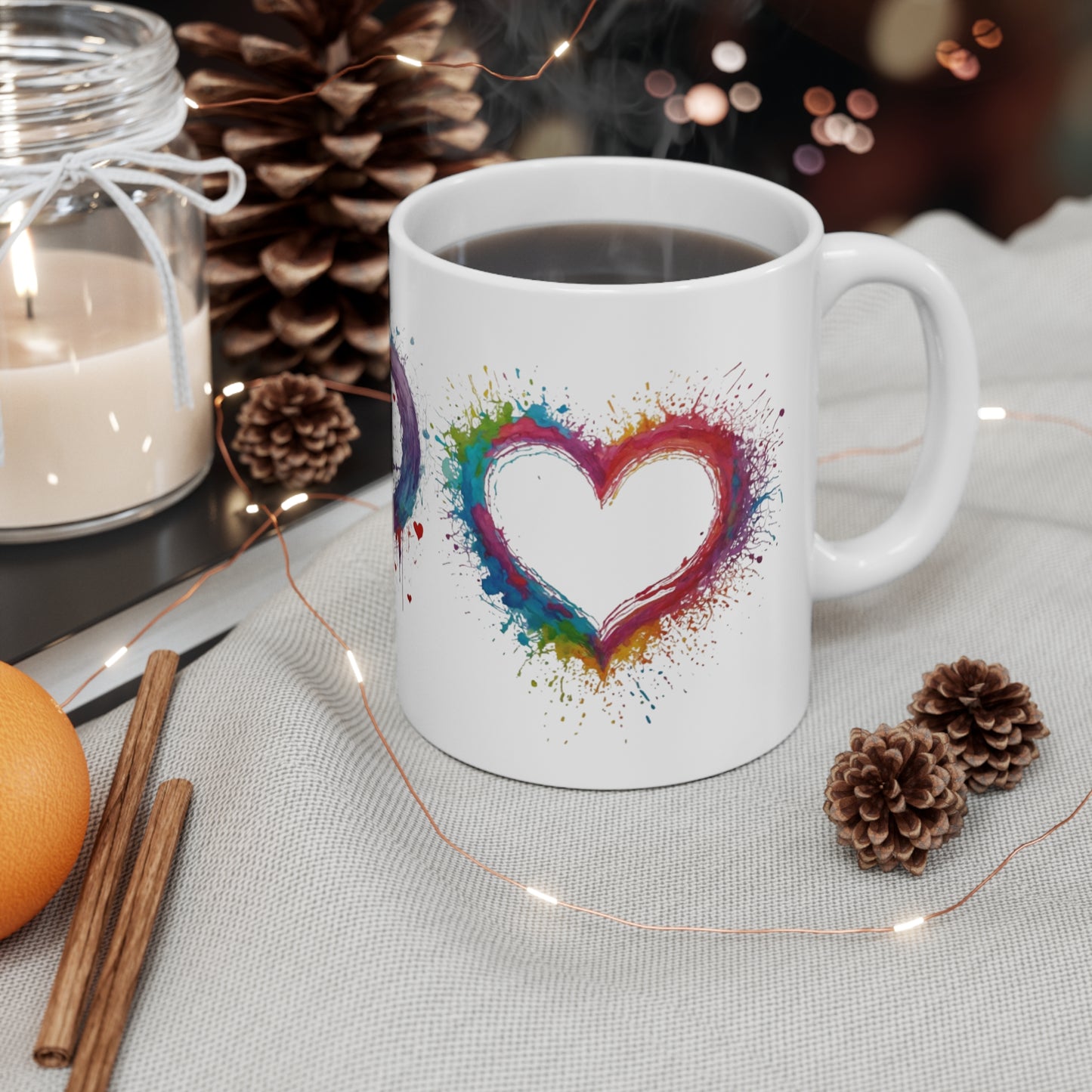 Messy Empty Love Hearts Mug - Ceramic Coffee Mug 11oz