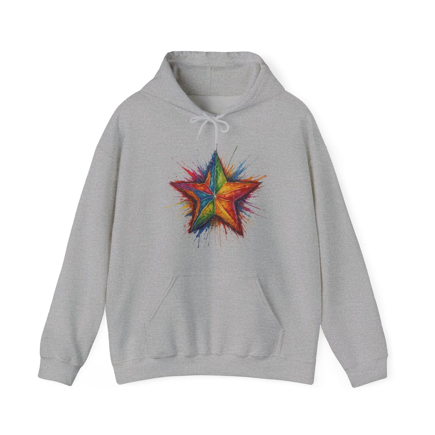 Burning Multicoloured Star - Unisex Hooded Sweatshirt