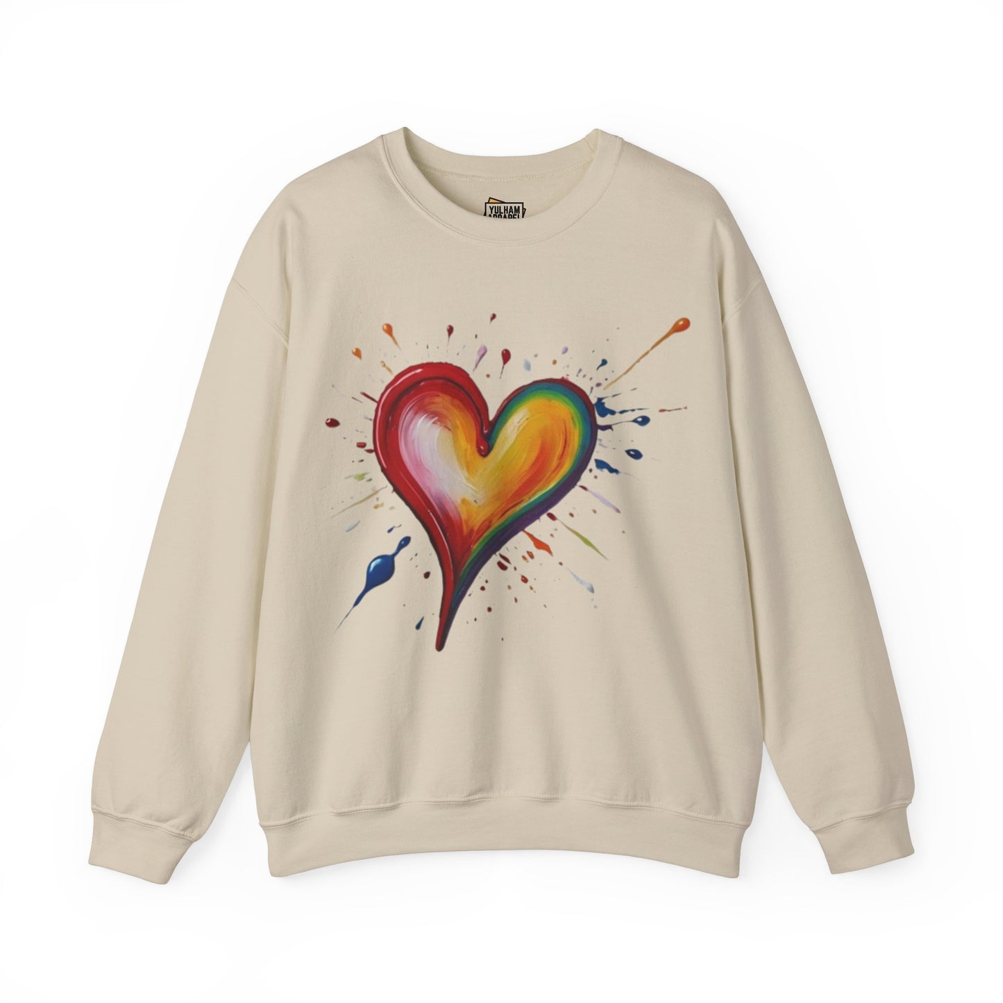 Messy Painted Colourful Slanted Love Heart - Unisex Crewneck Sweatshirt