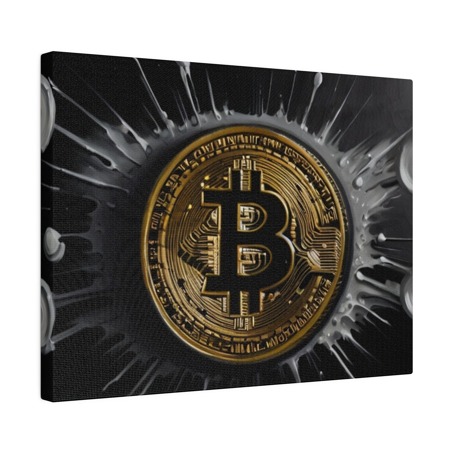 Messy Greyscale Bitcoin Background Canvas - Matte Canvas, Stretched, 0.75"