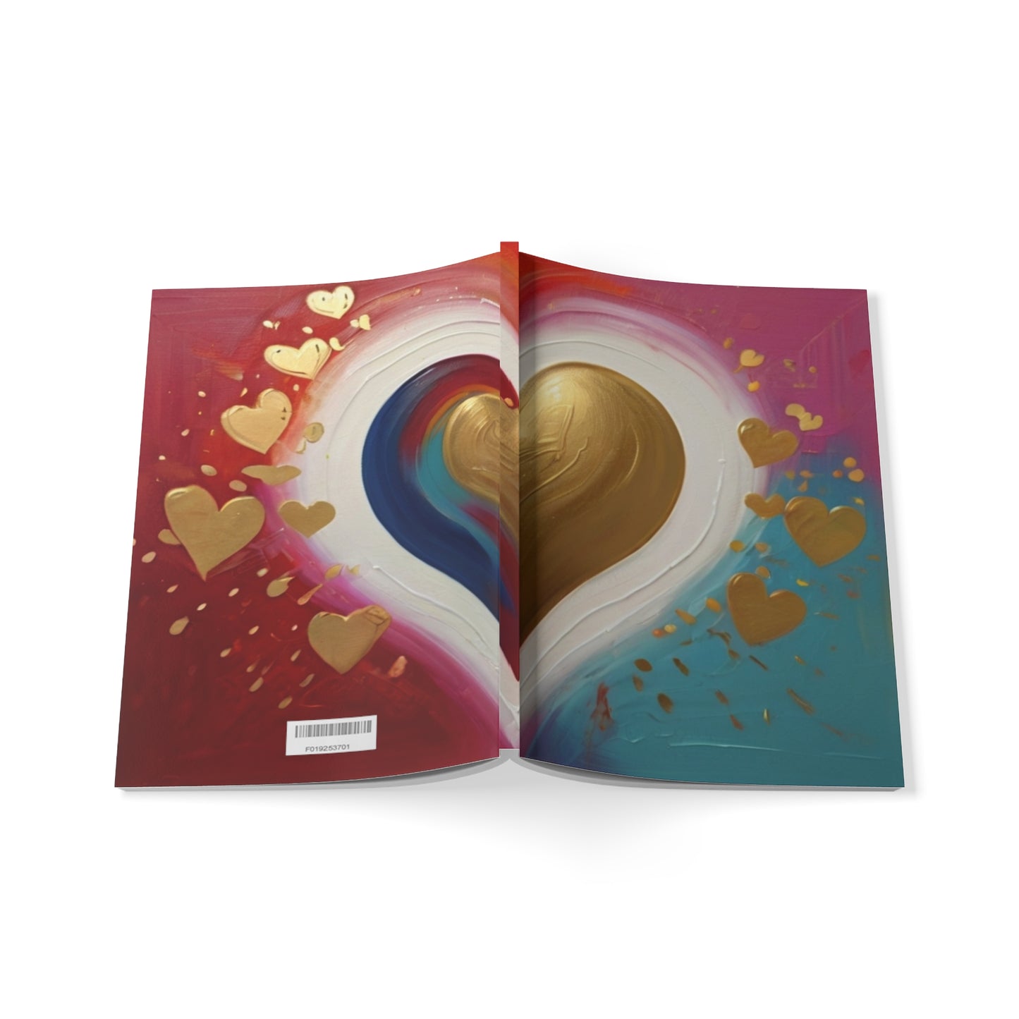 Gold Painted Love Heart - Softcover Notebook, A5