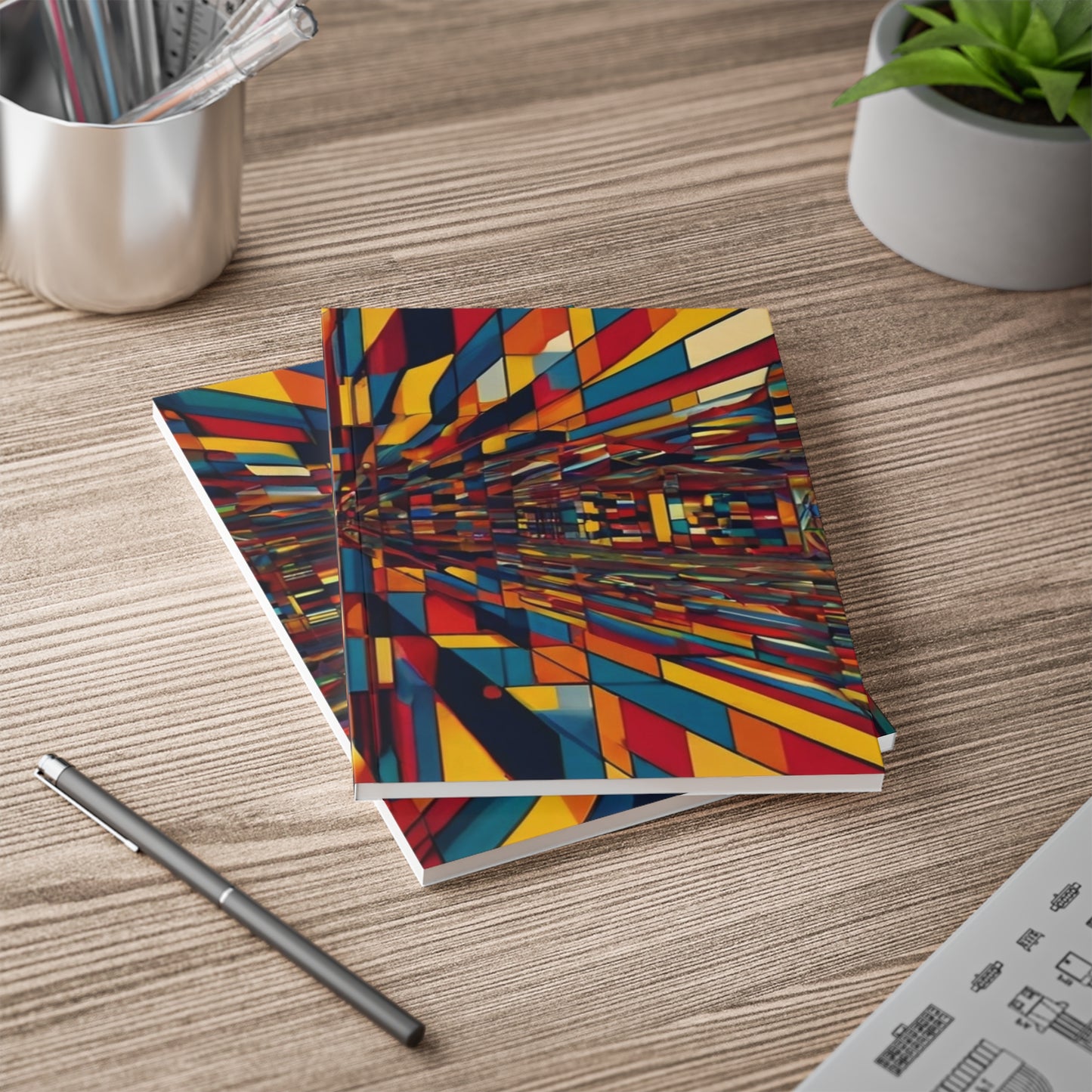 Colourful 2D Abstract Optical Illusion - Softcover Notebook, A5