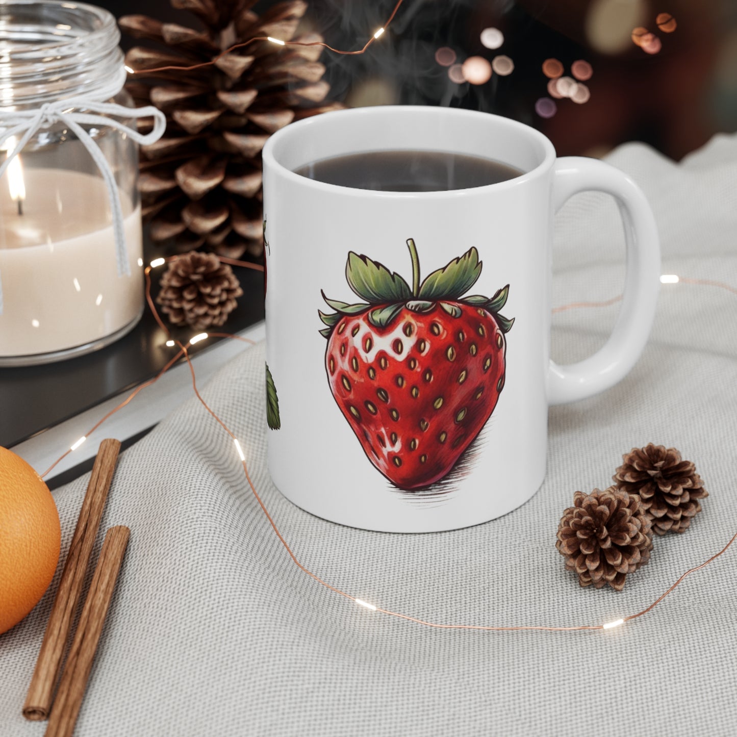 Strawberries Artwork Mug - Ceramic Coffee Mug 11oz