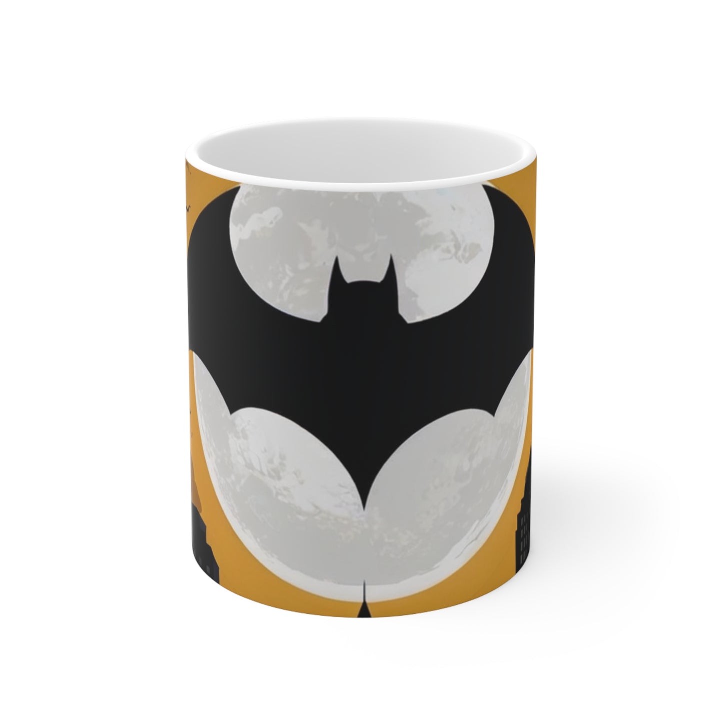 Yellow Background Bat Signal Mug - Ceramic Coffee Mug 11oz