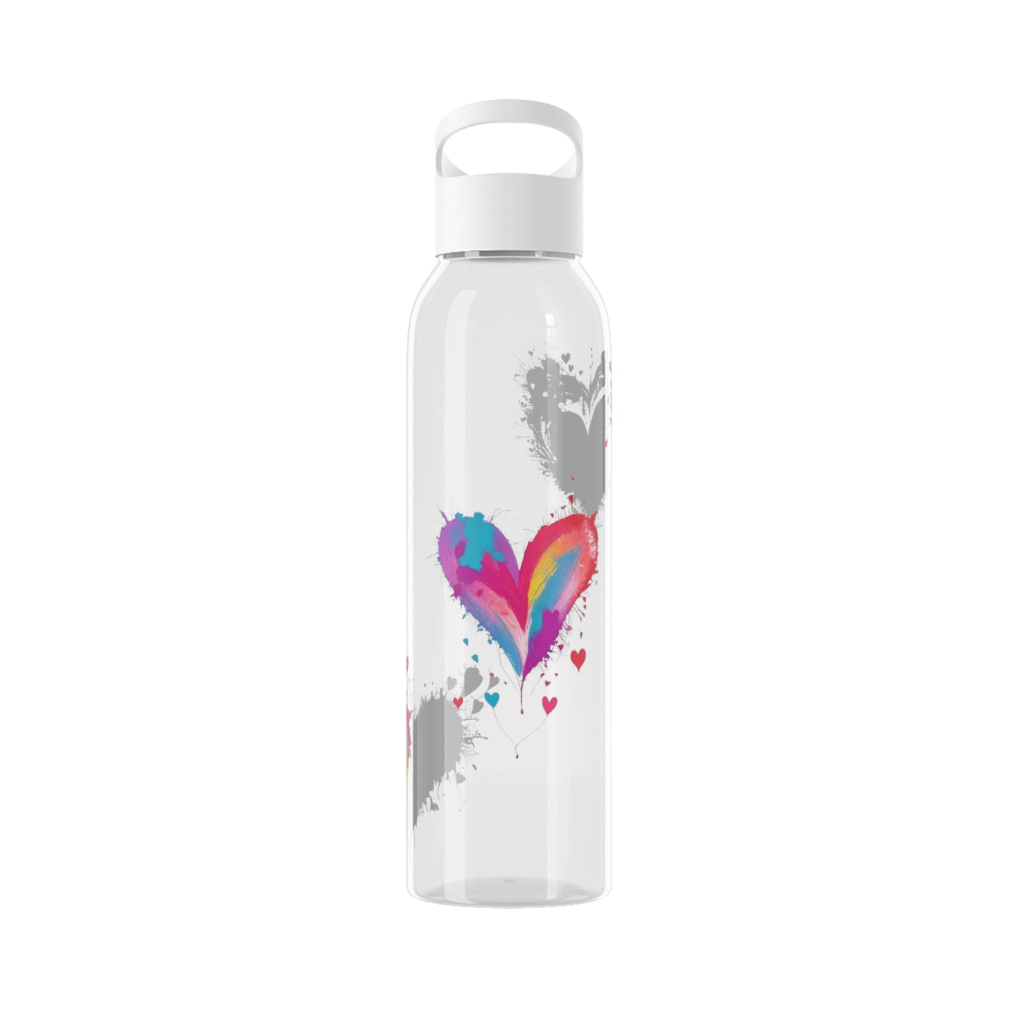 Colourful Love Hearts - Sky Water Bottle