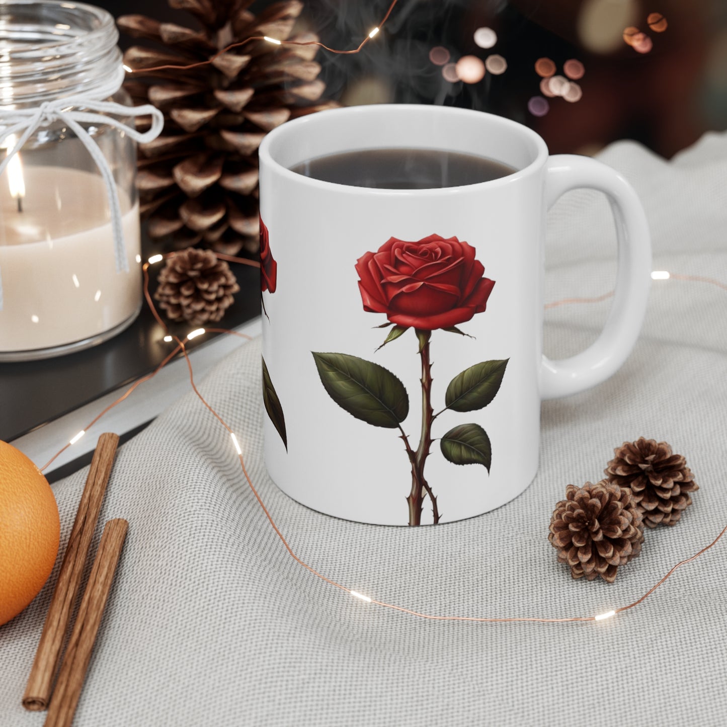 Red Roses Mug - Ceramic Coffee Mug 11oz