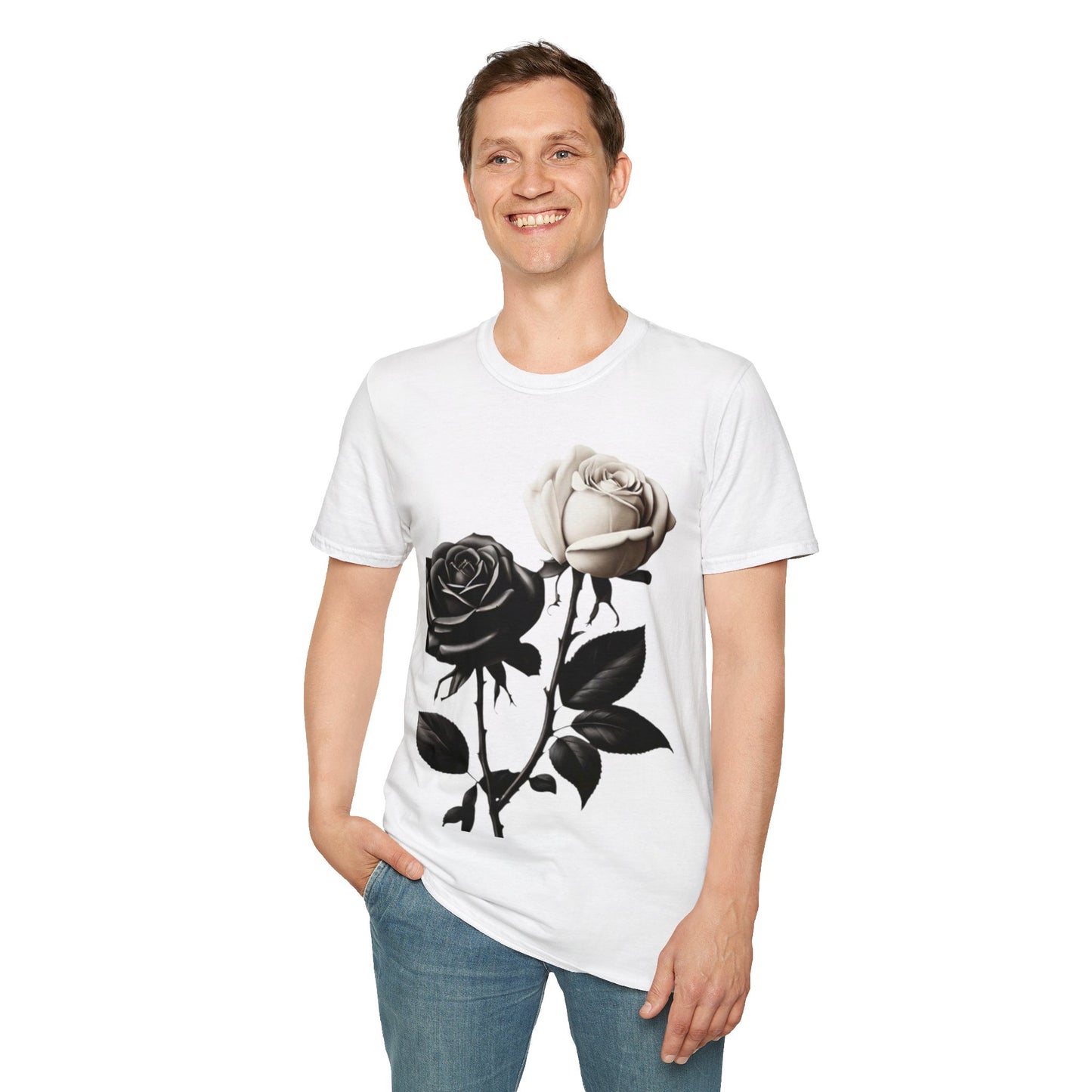 Black and White Rose - Unisex T-Shirt