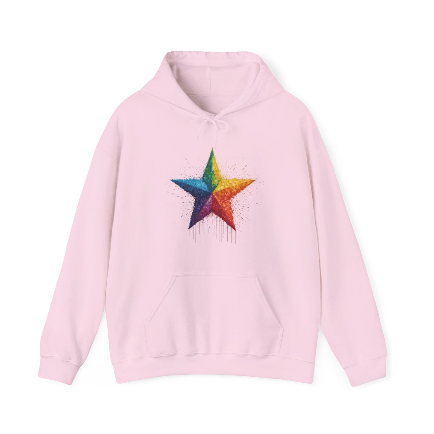 Multicoloured Pixelated Star - Unisex Hooded Sweatshirt