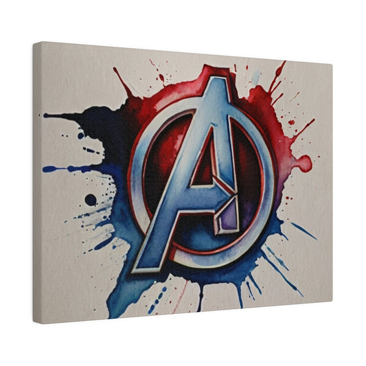 Red and White Avengers Logo Symbol Watercolour - Matte Canvas, Stretched, 0.75"