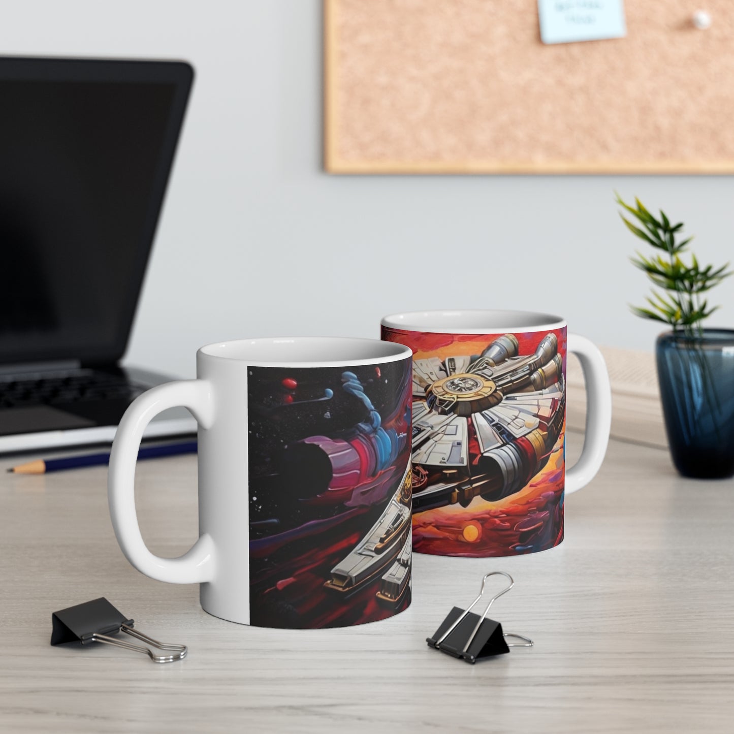 Colourful Millennium Falcon Artwork Mug - Ceramic Coffee Mug 11oz