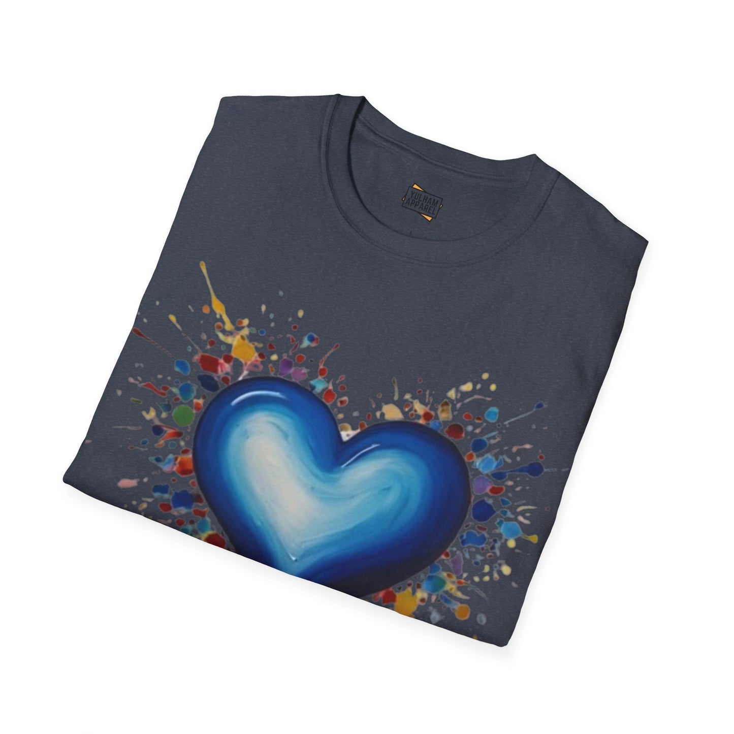 Messy Splatter Blue Love Heart - Unisex T-Shirt