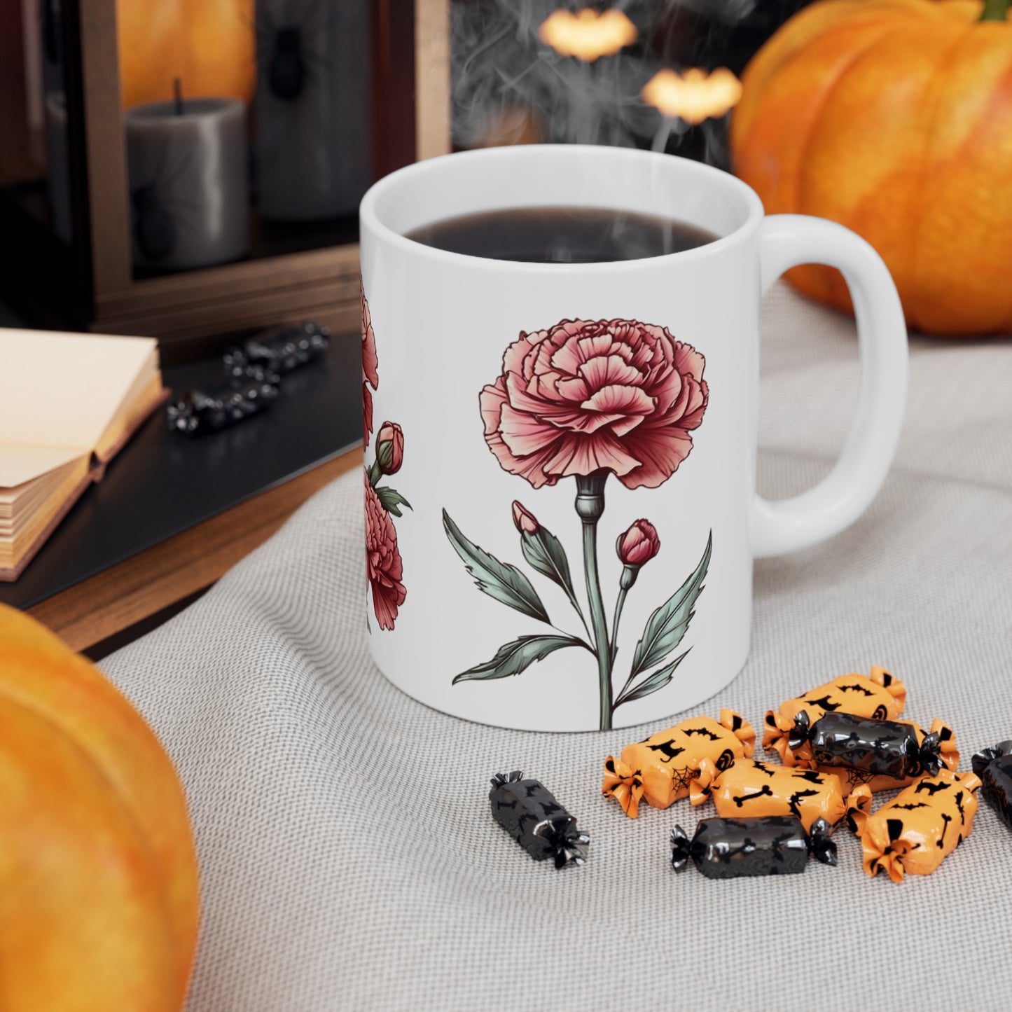 Carnation Flower Mug - Ceramic Coffee Mug 11oz