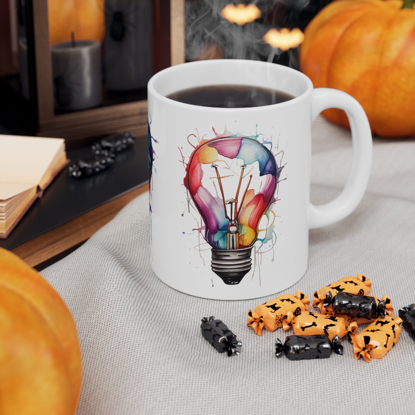 Colourful Lightbulbs Mug - Ceramic Coffee Mug 11oz