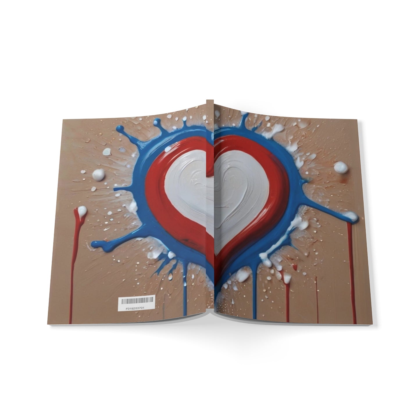 Red, White and Blue Love Heart - Softcover Notebook, A5