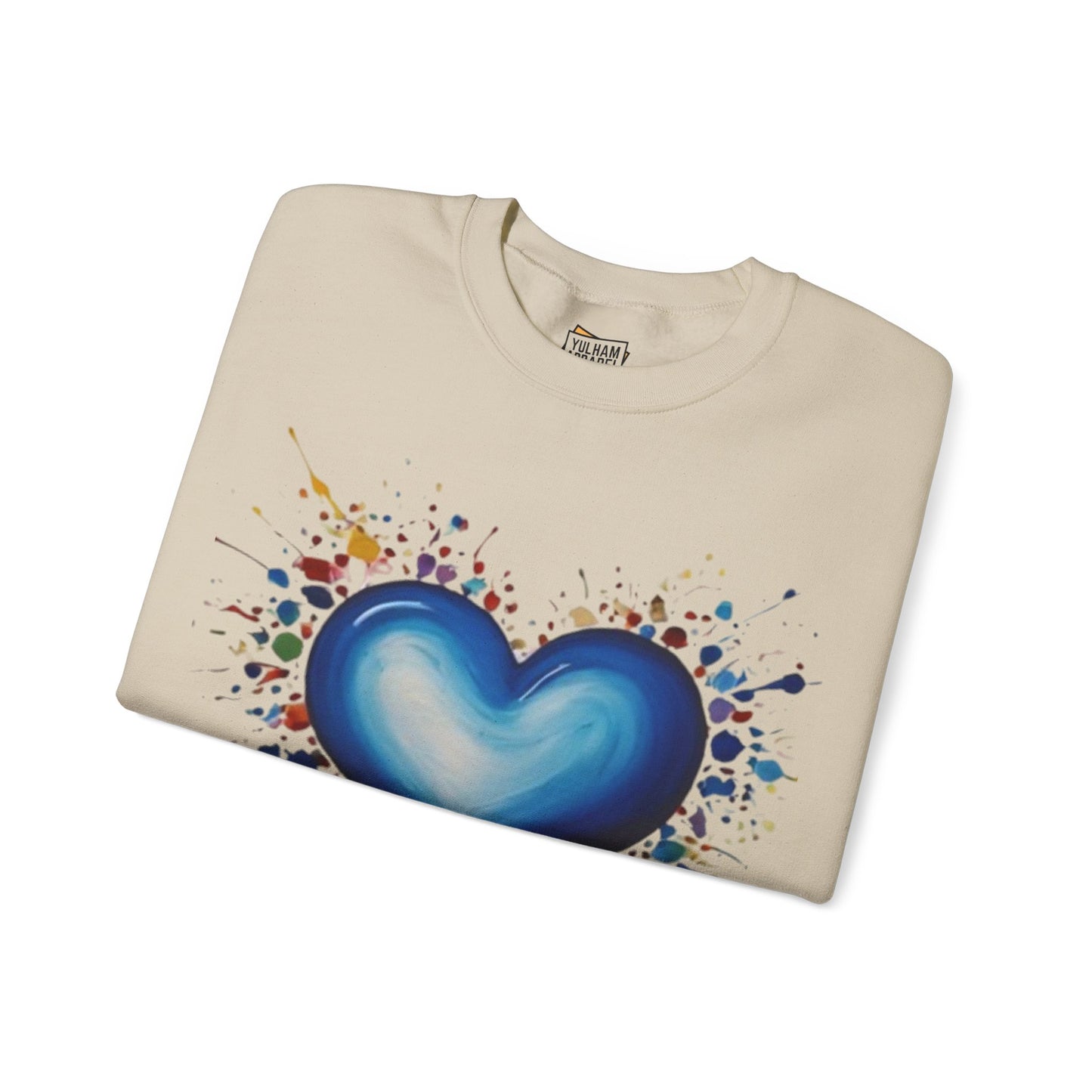 Messy Splatter Blue Love Heart - Unisex Crewneck Sweatshirt