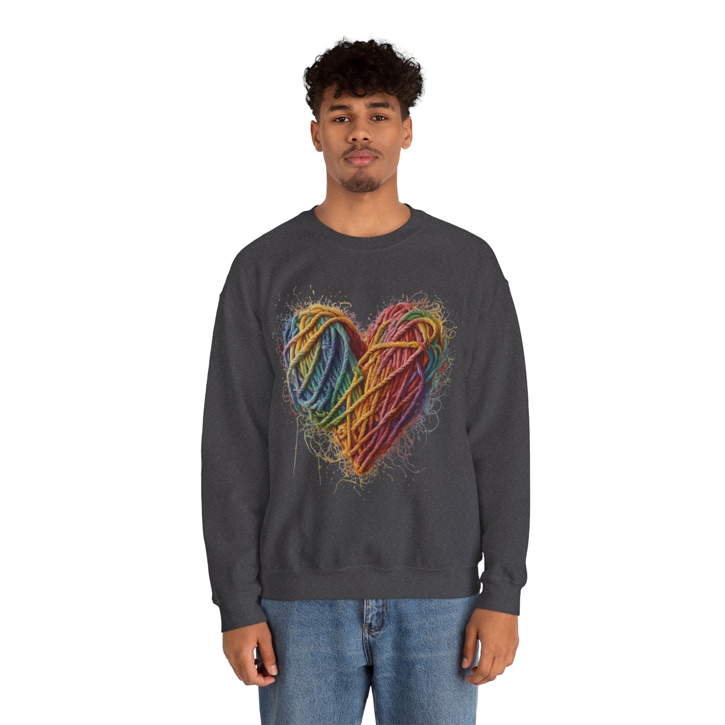 Multicoloured Ropes Love Heart - Unisex Crewneck Sweatshirt