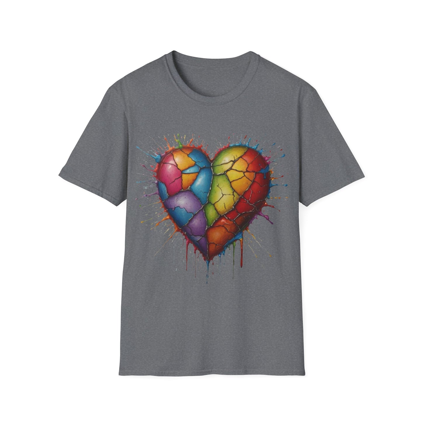 Colourful Messy Cracked Love Heart - Unisex T-Shirt