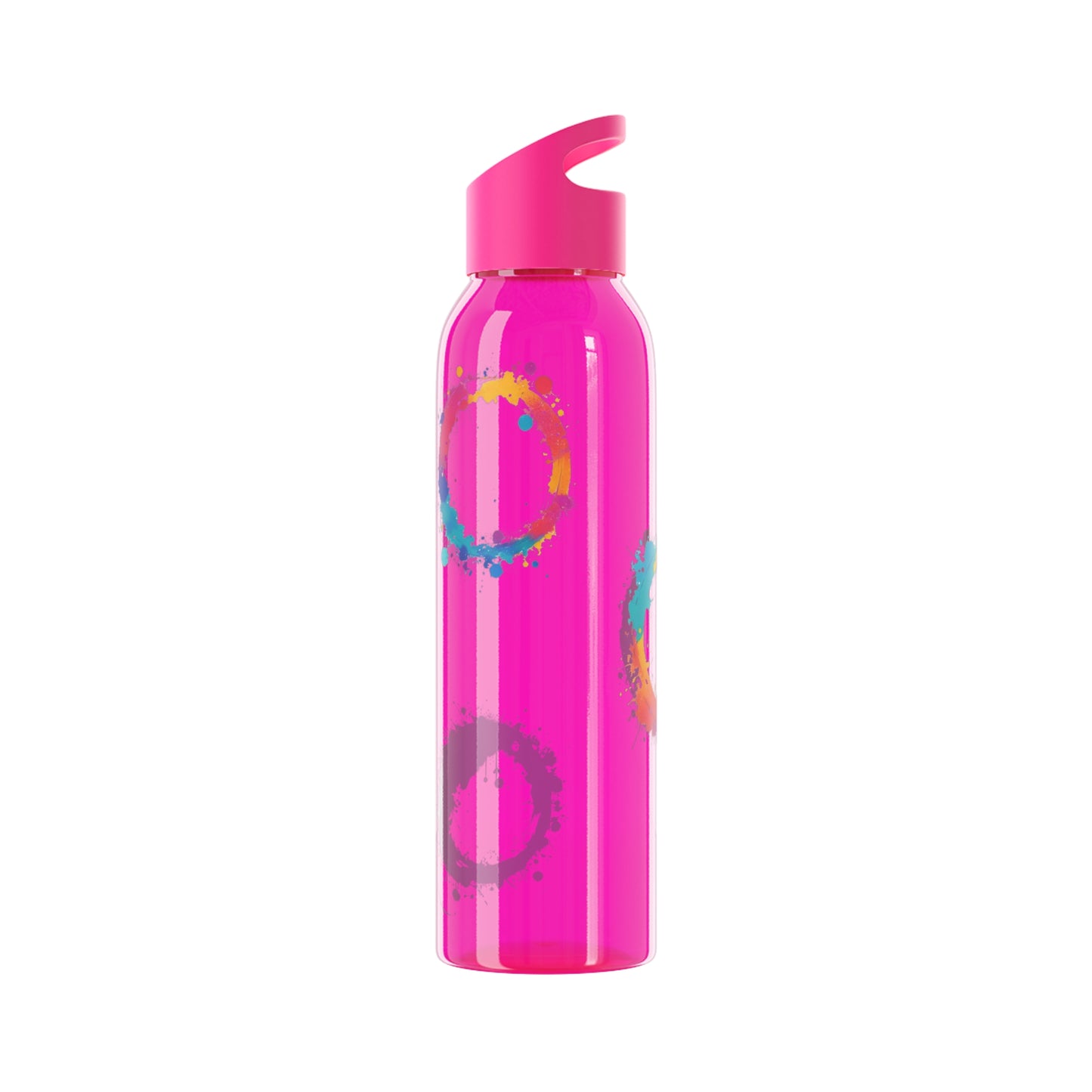 Colourful Circles Paint Art - Sky Water Bottle