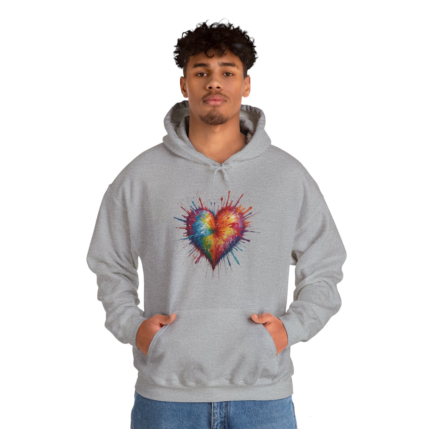 Colourful Messy Exploding Love Heart - Unisex Hooded Sweatshirt