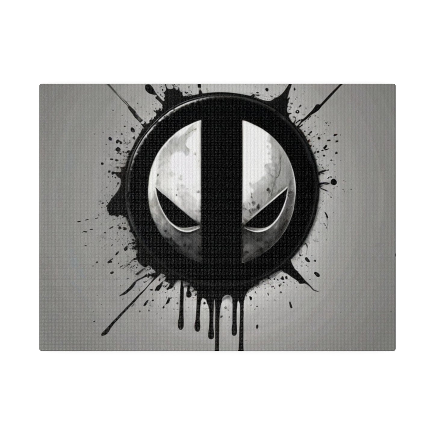 Deadpool Logo, Messy Artwork, Black and Silver - Matte Canvas, Stretched, 0.75"