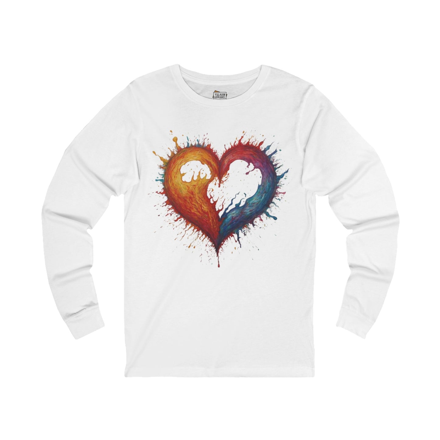 Colourful Burning Love Heart - Unisex Long Sleeve T-Shirt