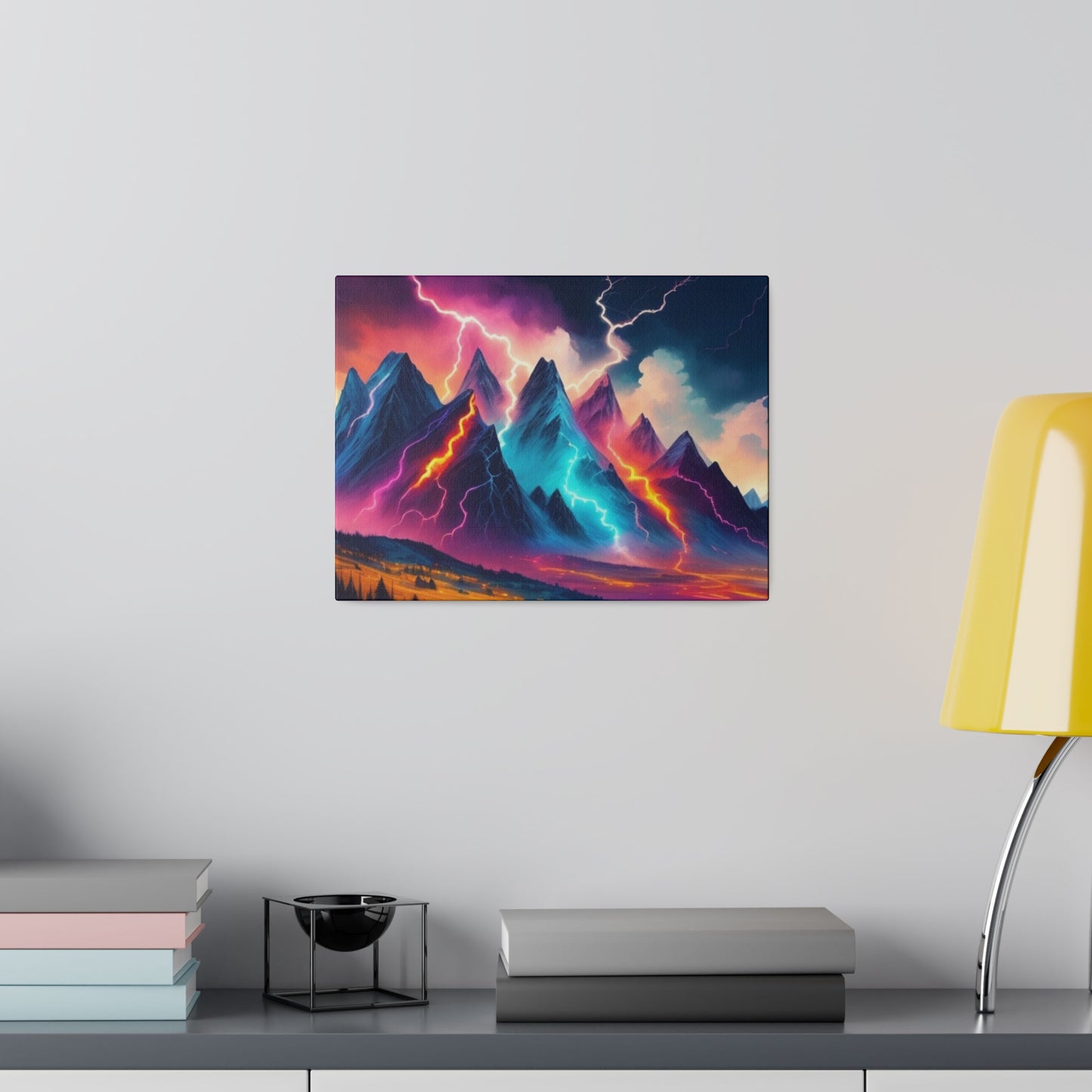 Colourful Lightning Mountains - Matte Canvas, Stretched, 0.75"