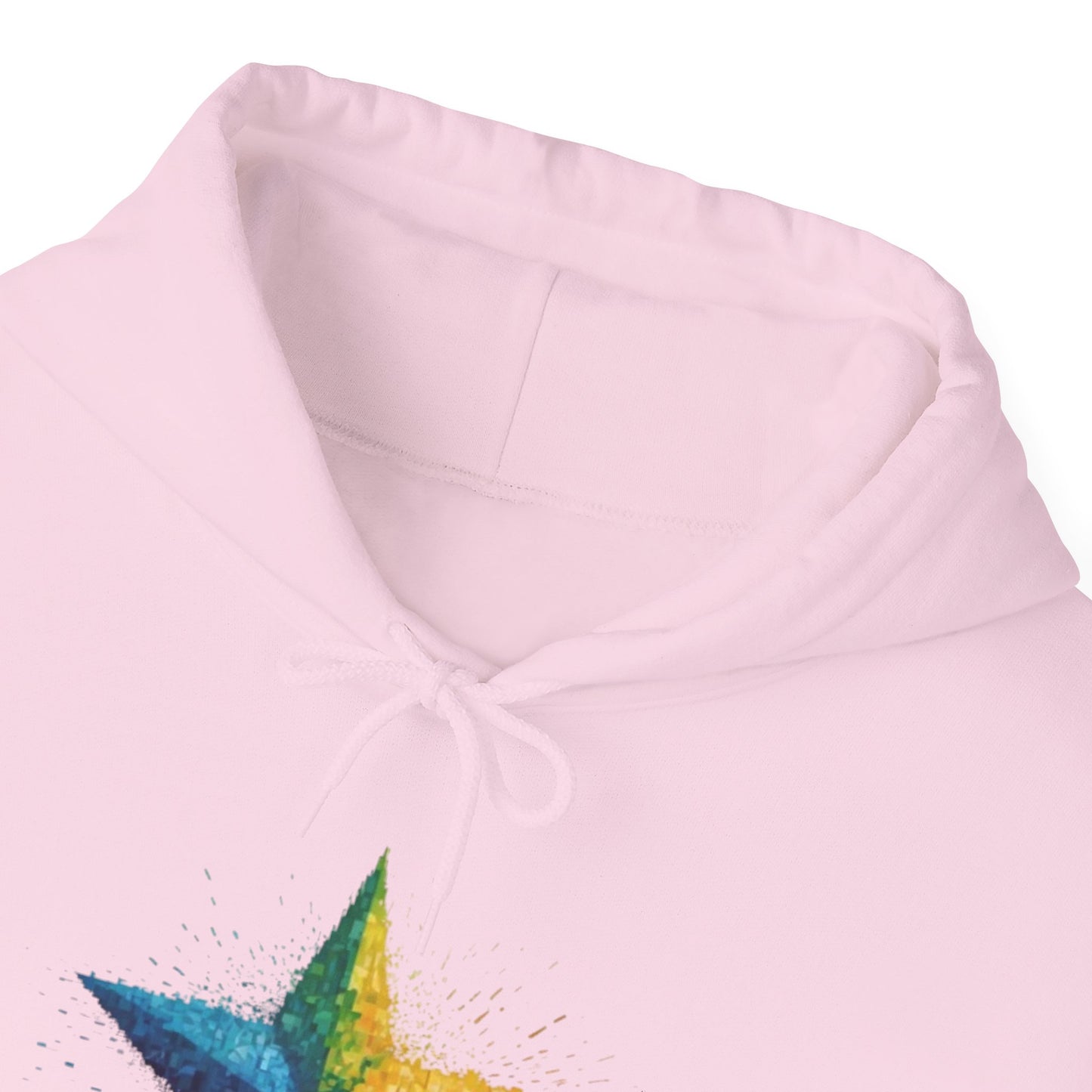 Multicoloured Pixelated Star - Unisex Hooded Sweatshirt