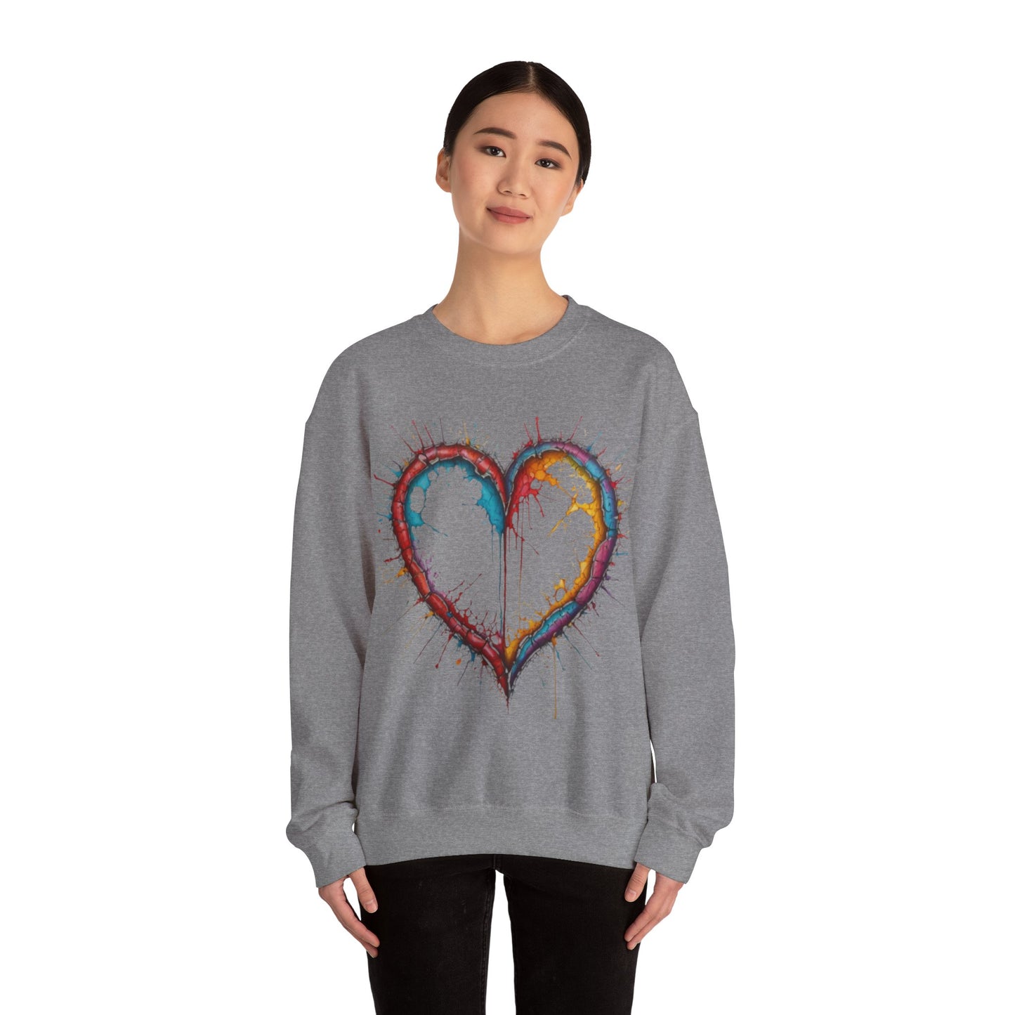 Hollow Colourful Messy Love Heart - Unisex Heavy Sweatshirt