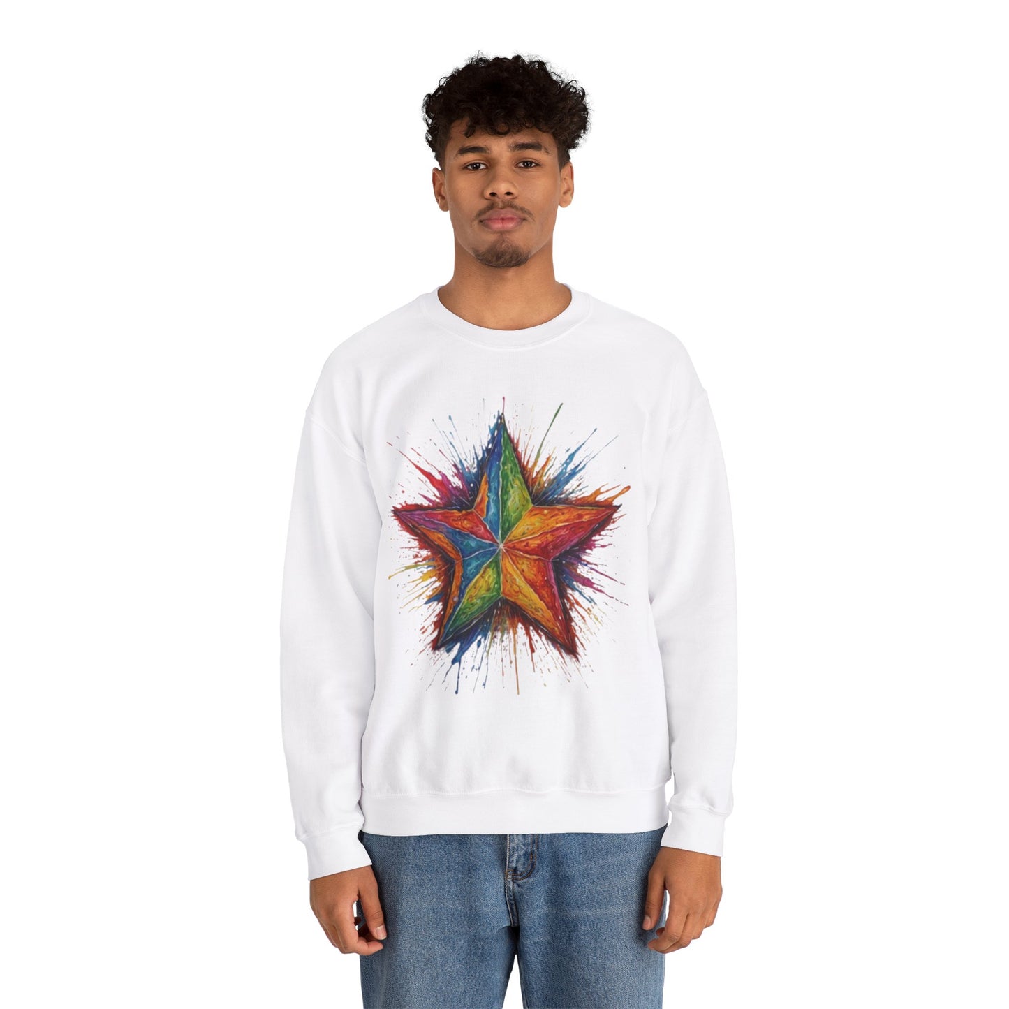 Burning Multicoloured Star - Unisex Crewneck Sweatshirt