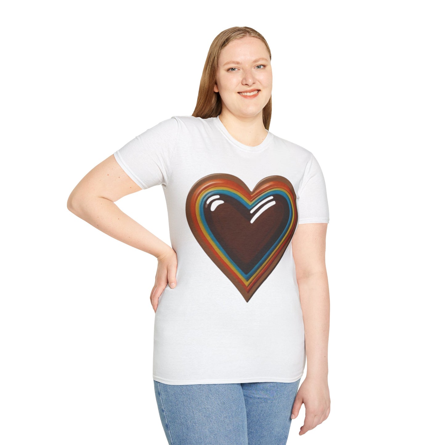 Colourful Brown Love Heart - Unisex T-Shirt