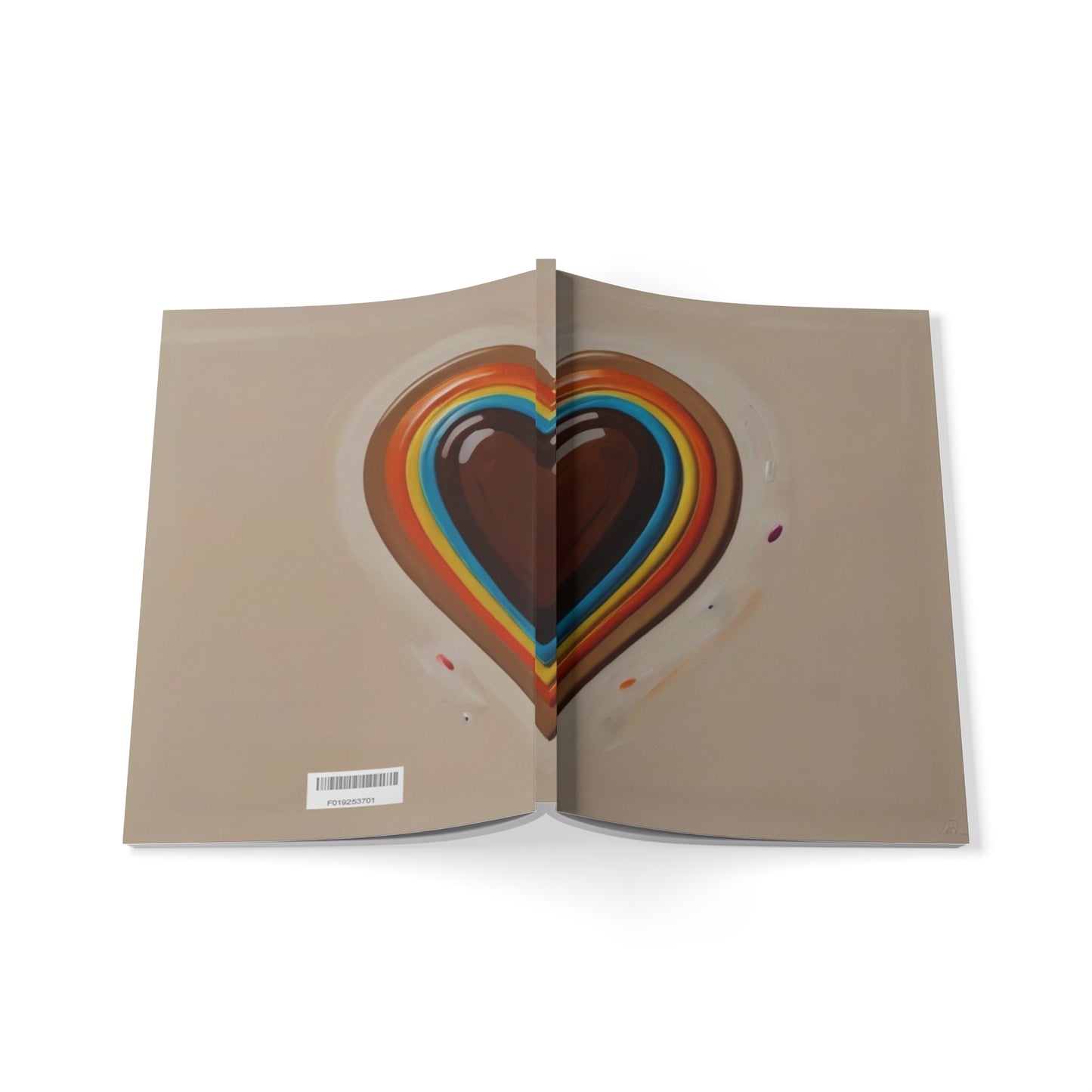 Colourful Brown Heart - Softcover Notebook, A5