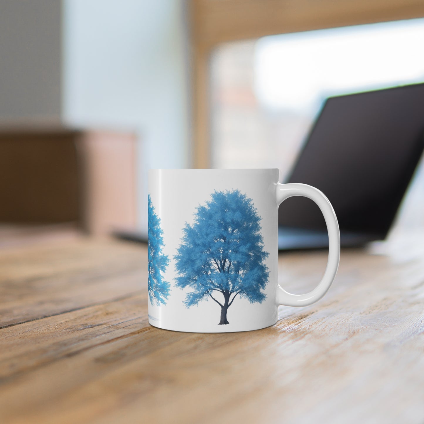 Blue Trees Mug - Ceramic Coffee Mug 11oz