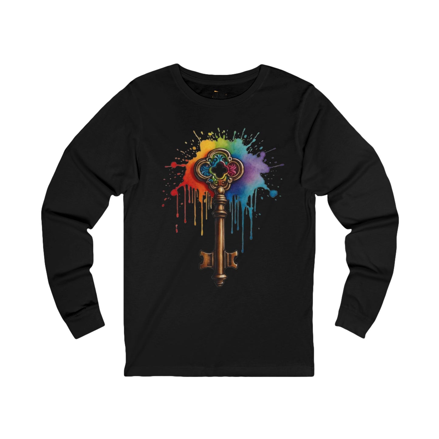 Colourful Messy Skeleton Key - Unisex Long Sleeve Tee