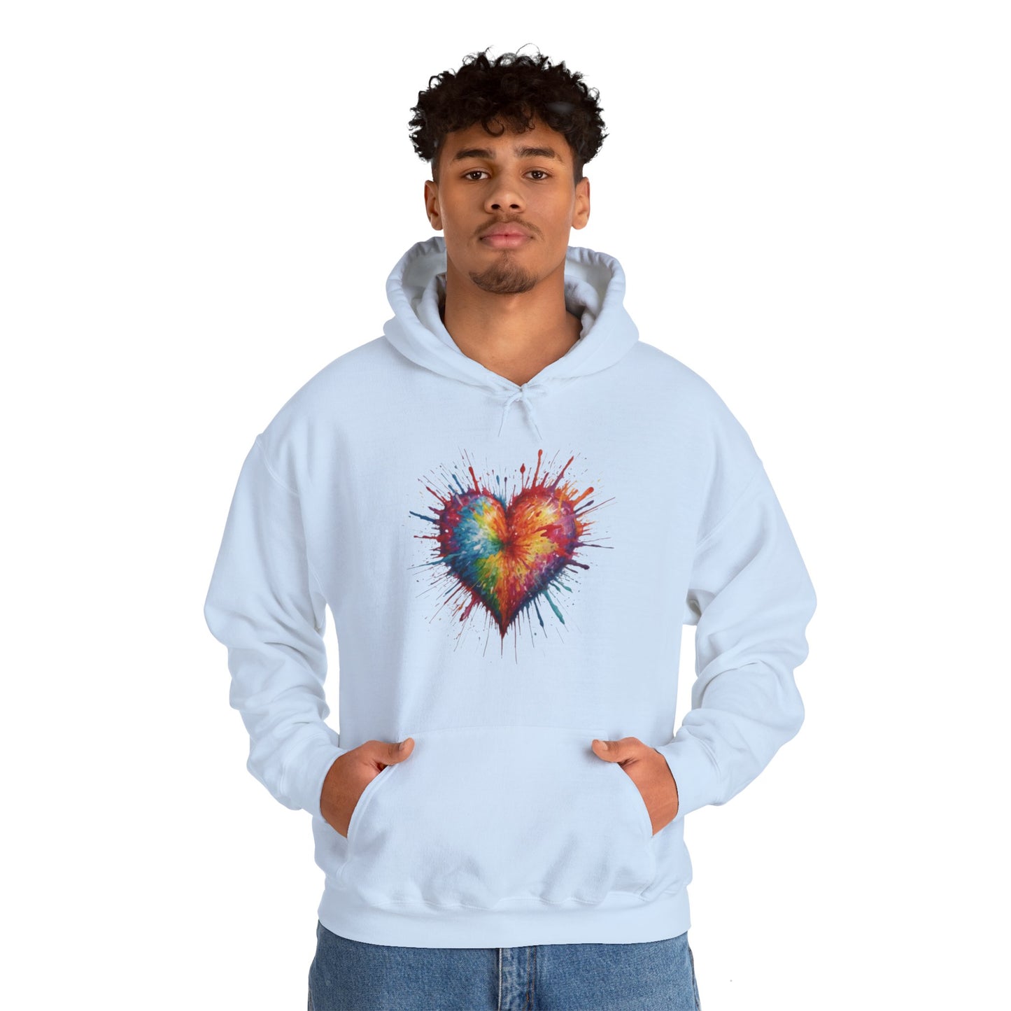 Colourful Messy Exploding Love Heart - Unisex Hooded Sweatshirt