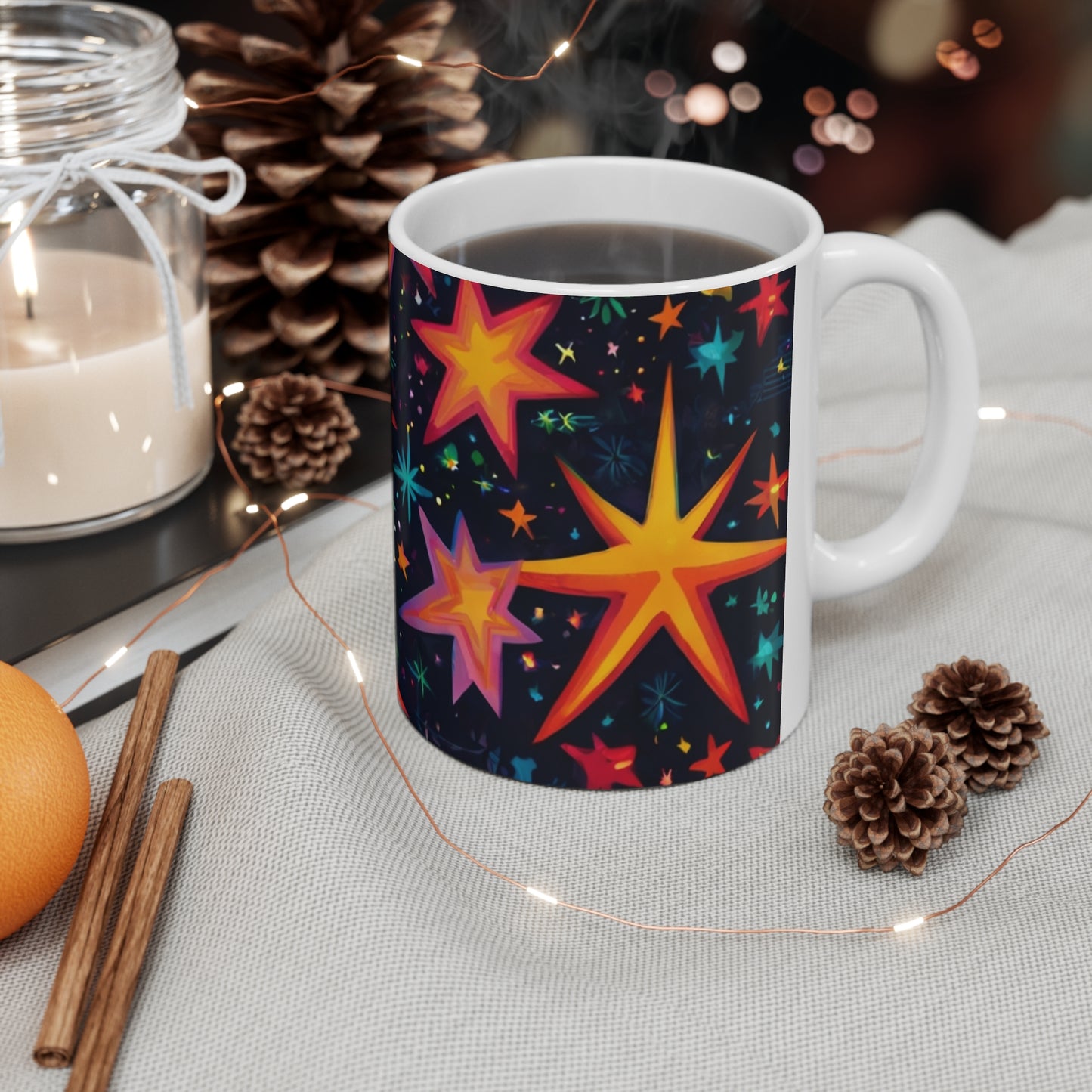 Large Stars At Night Artwork Mug - Ceramic Coffee Mug 11oz