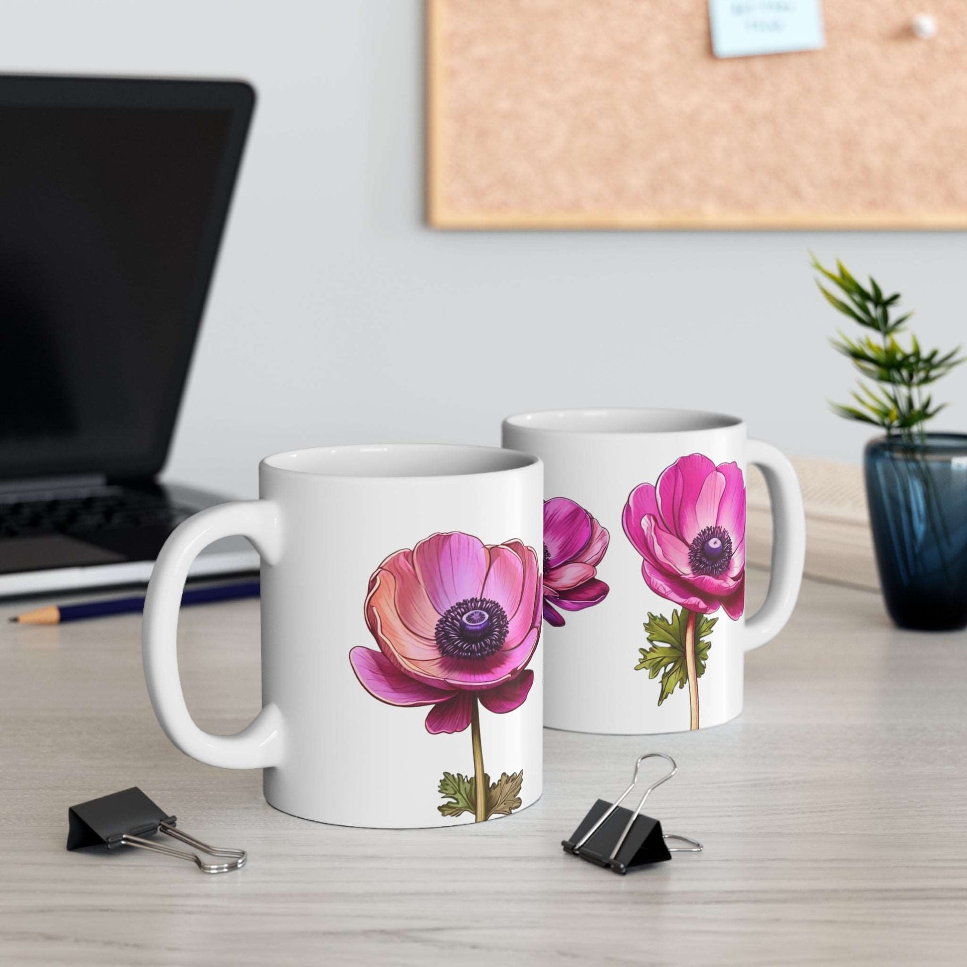 Anemone Flower Mug - Ceramic Coffee Mug 11oz