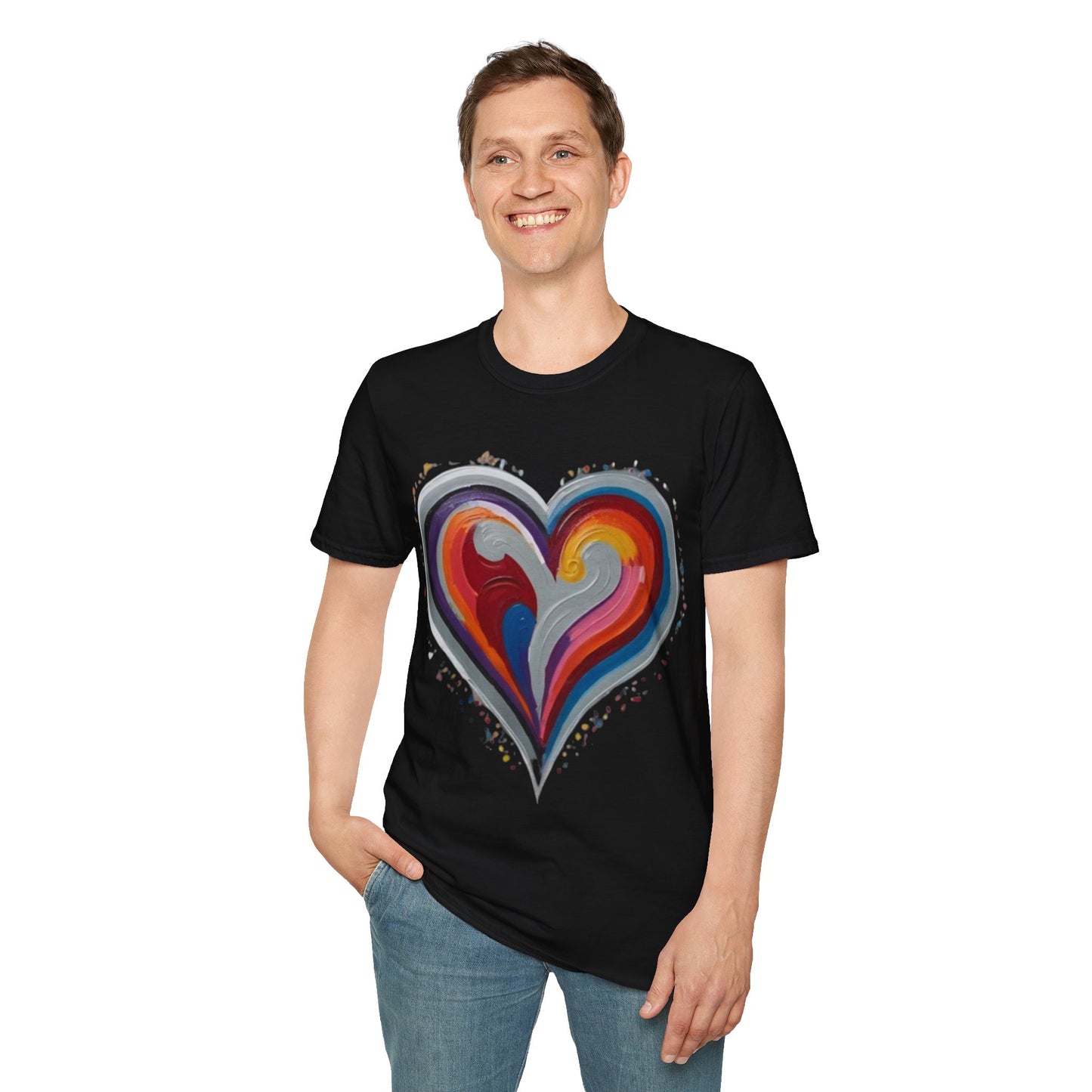 Colourful Grey Love Heart - Unisex T-Shirt