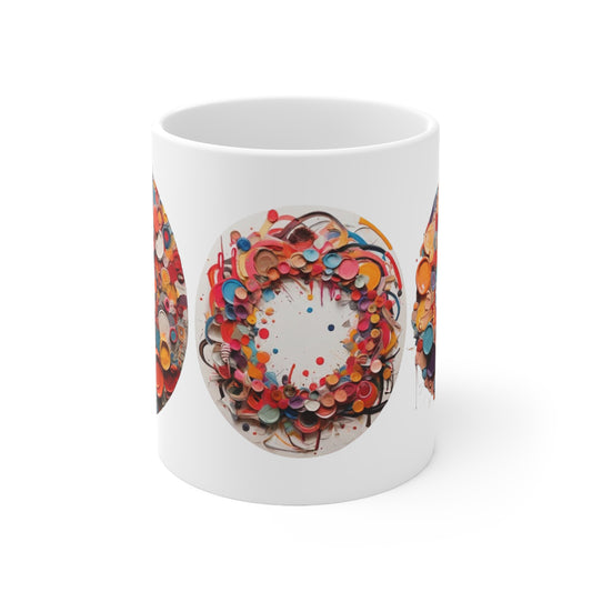 Messy Circle Colourful Paint Mug - Ceramic Coffee Mug 11oz