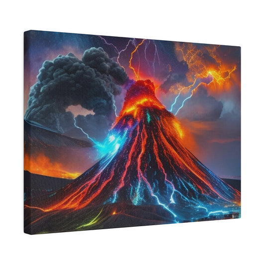 Colourful Lightning Volcano - Matte Canvas, Stretched, 0.75"