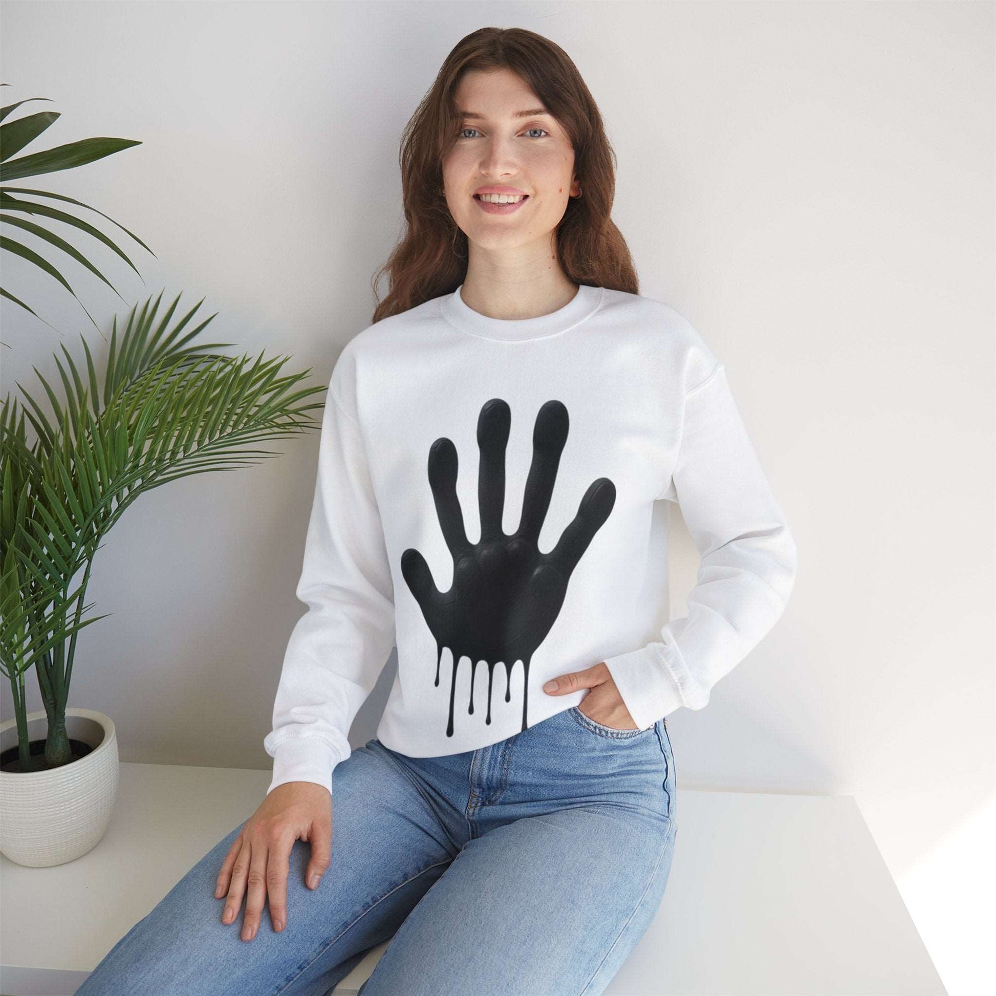 Black Hand Print - Unisex Crewneck Sweatshirt