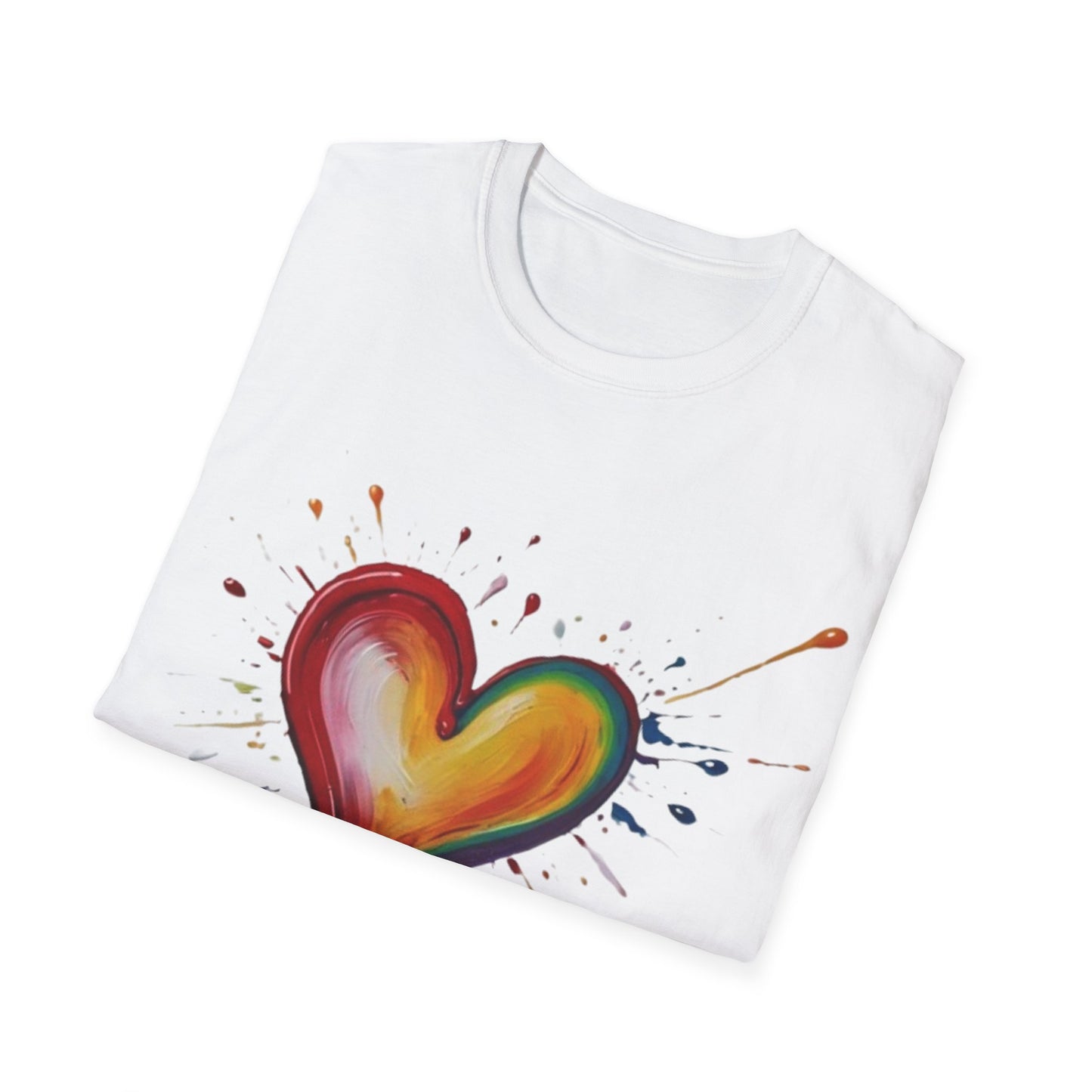 Messy Painted Colourful Slanted Love Heart - Unisex T-Shirt