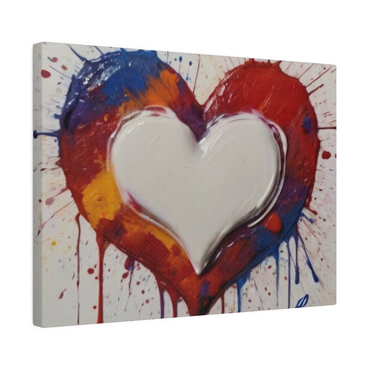 Messy White Painted Love Heart - Matte Canvas, Stretched, 0.75"