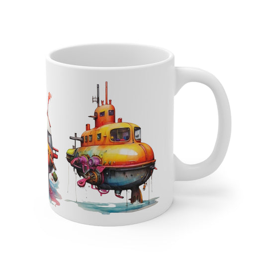 Colourful Submarines Mug - Ceramic Coffee Mug 11oz