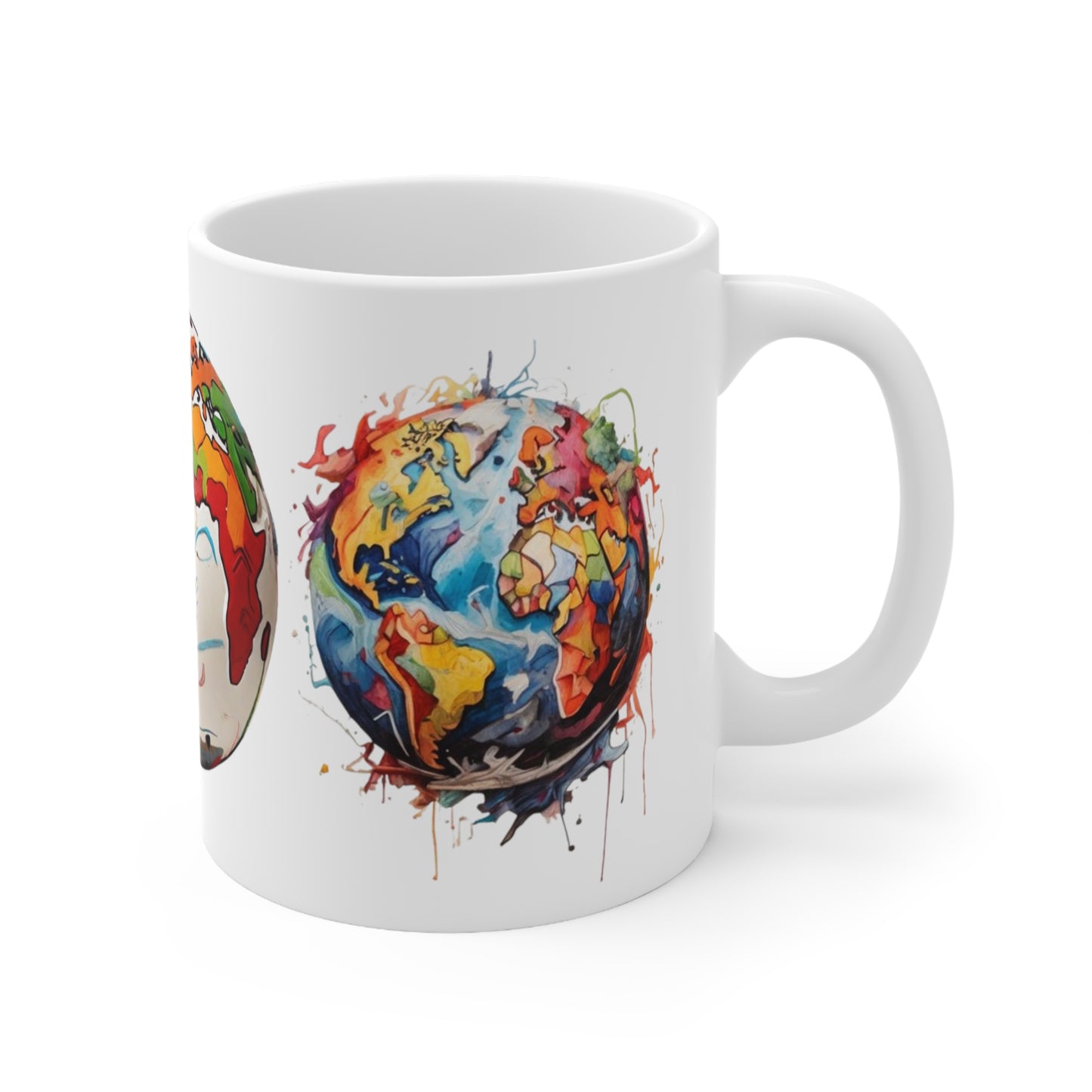 Messy Colourful World Globe Mug - Ceramic Coffee Mug 11oz