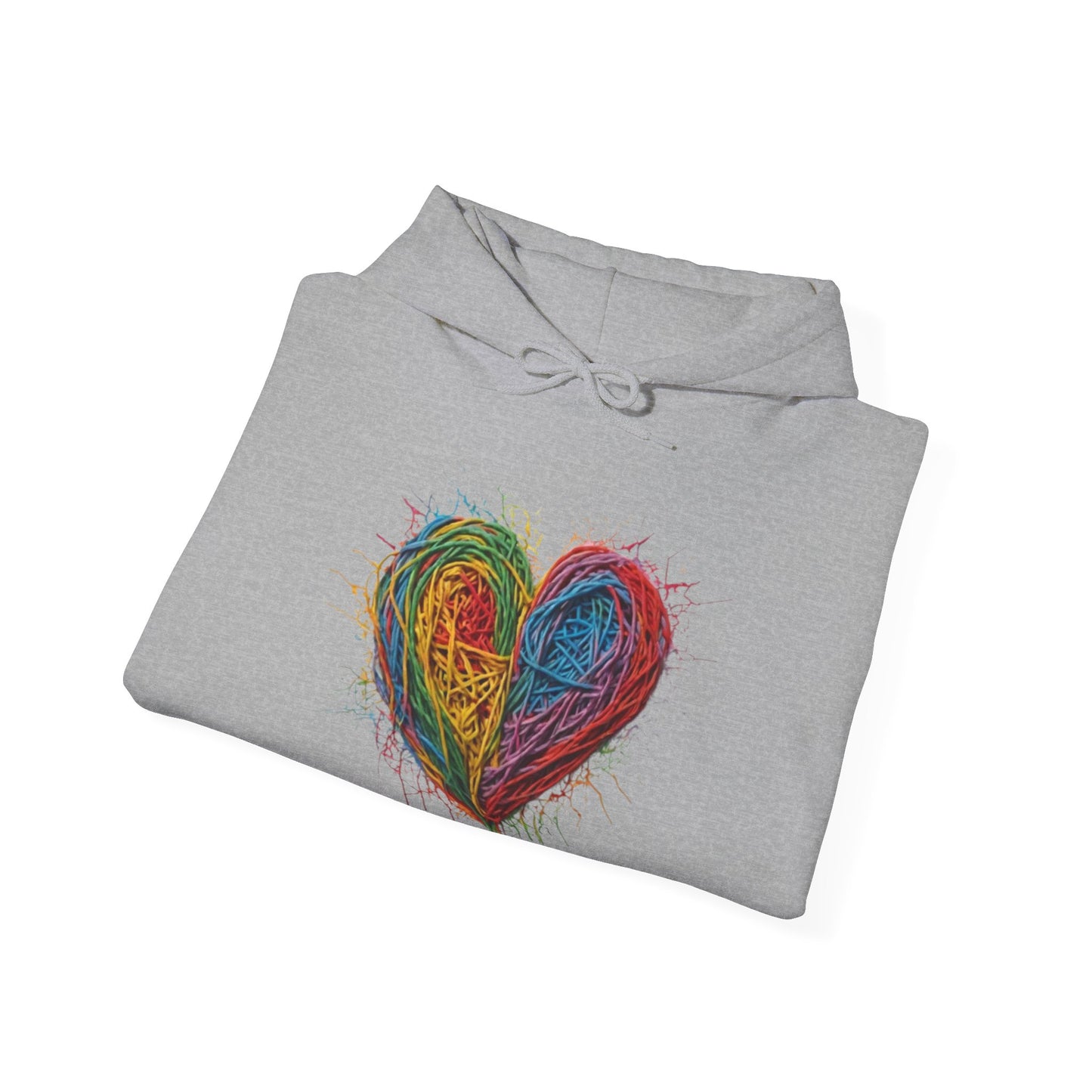 Multicoloured Scoubidou Love Heart - Unisex Hooded Sweatshirt