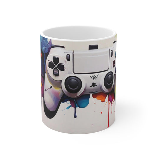 Colourful Background White PlayStation Controller Mug - Ceramic Coffee Mug 11oz